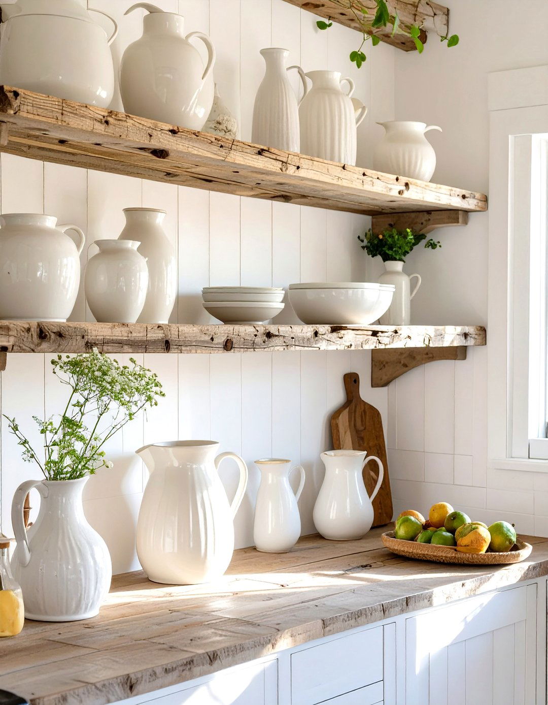 A Collection of White Ceramics - 30 seaside coastal kitchen design ideas