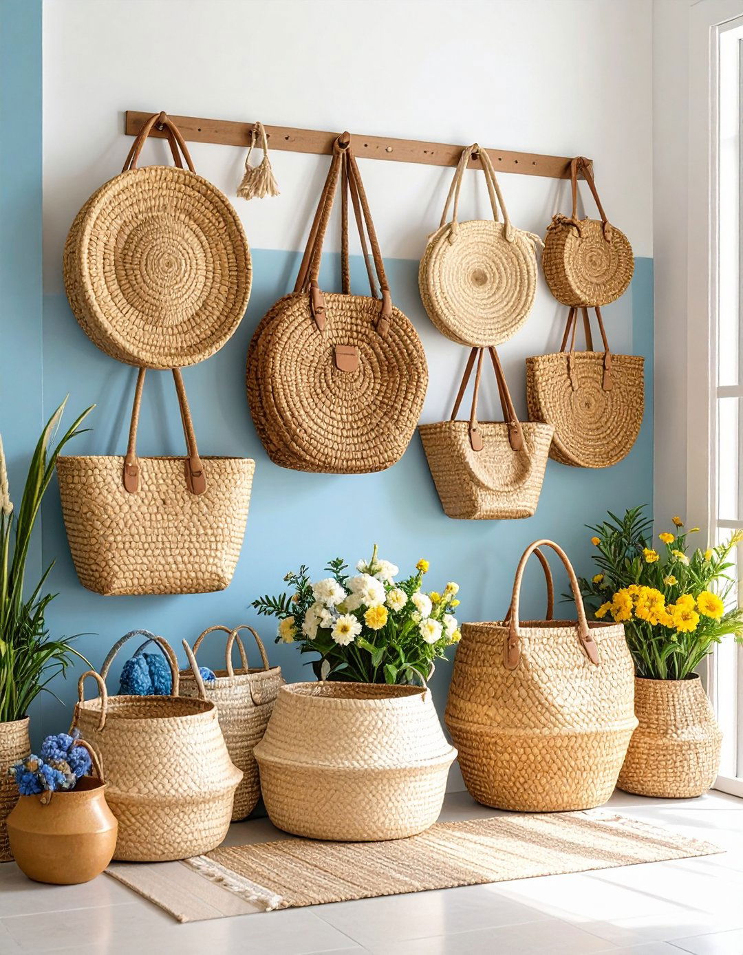 A Collection of Woven Baskets - 30 large wall decor ideas