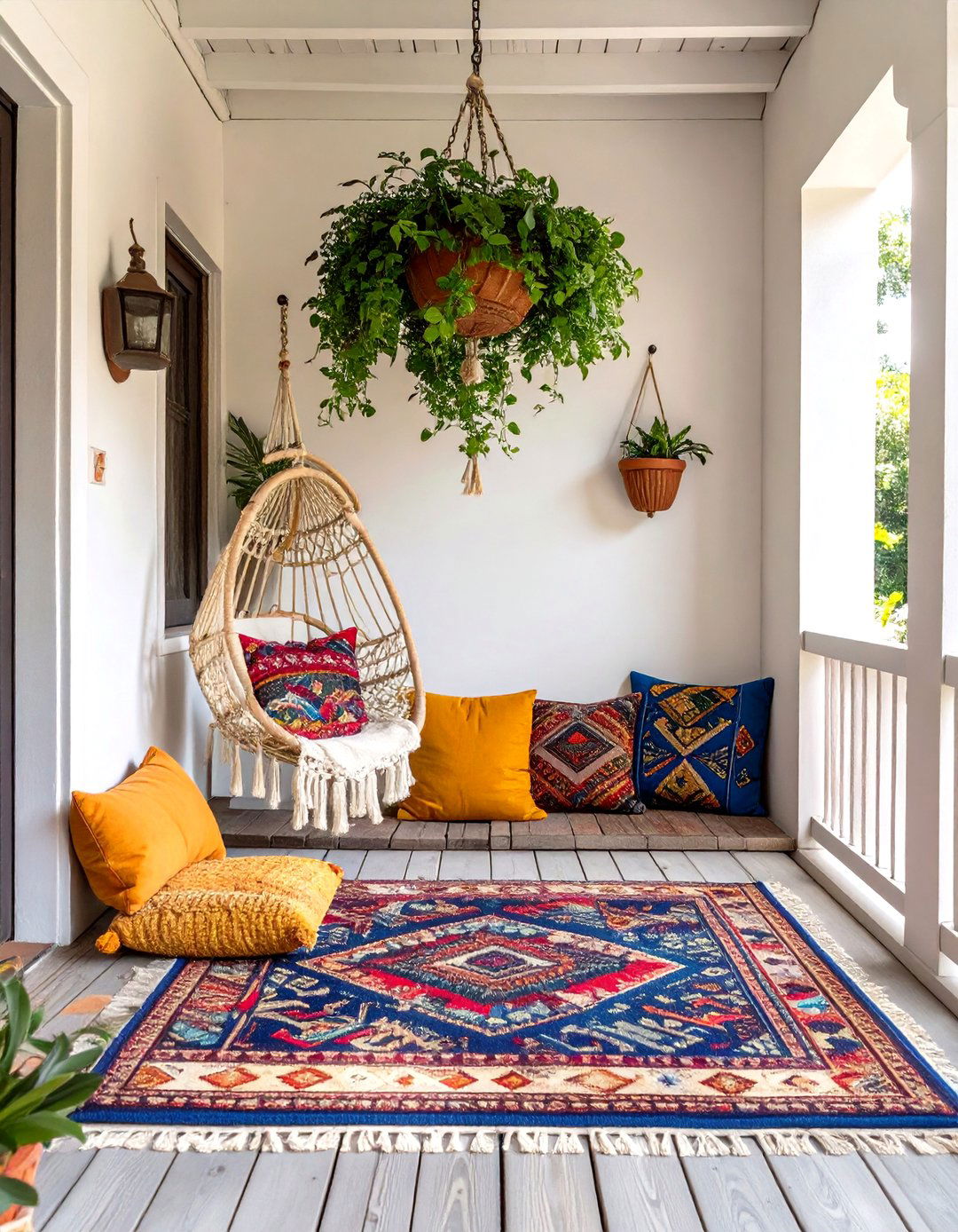 A Colorful Bohemian Porch - 30 curb appeal small front porch ideas on a budget