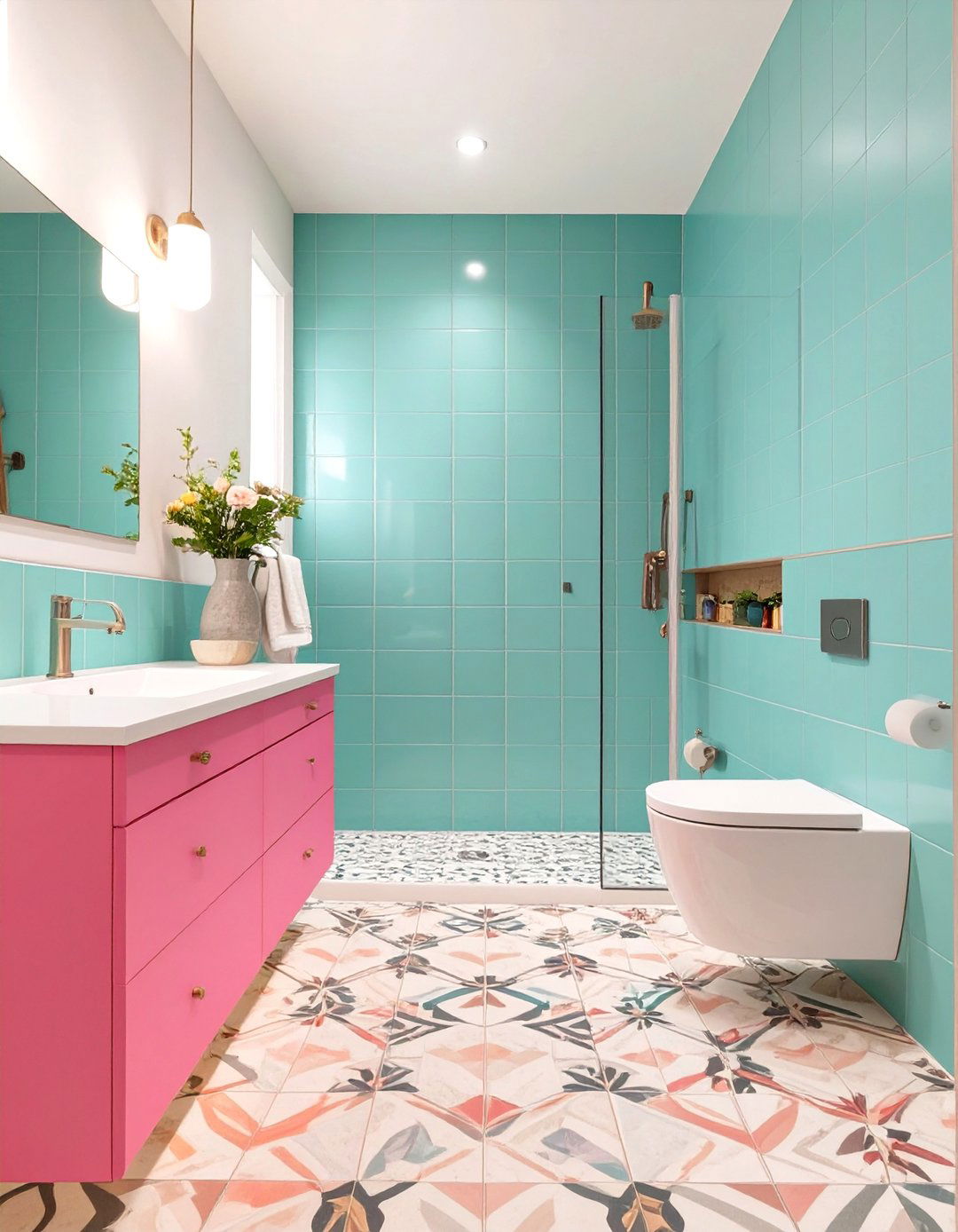 A Colorful Maximalist Bathroom - 30 bathroom remodeling ideas