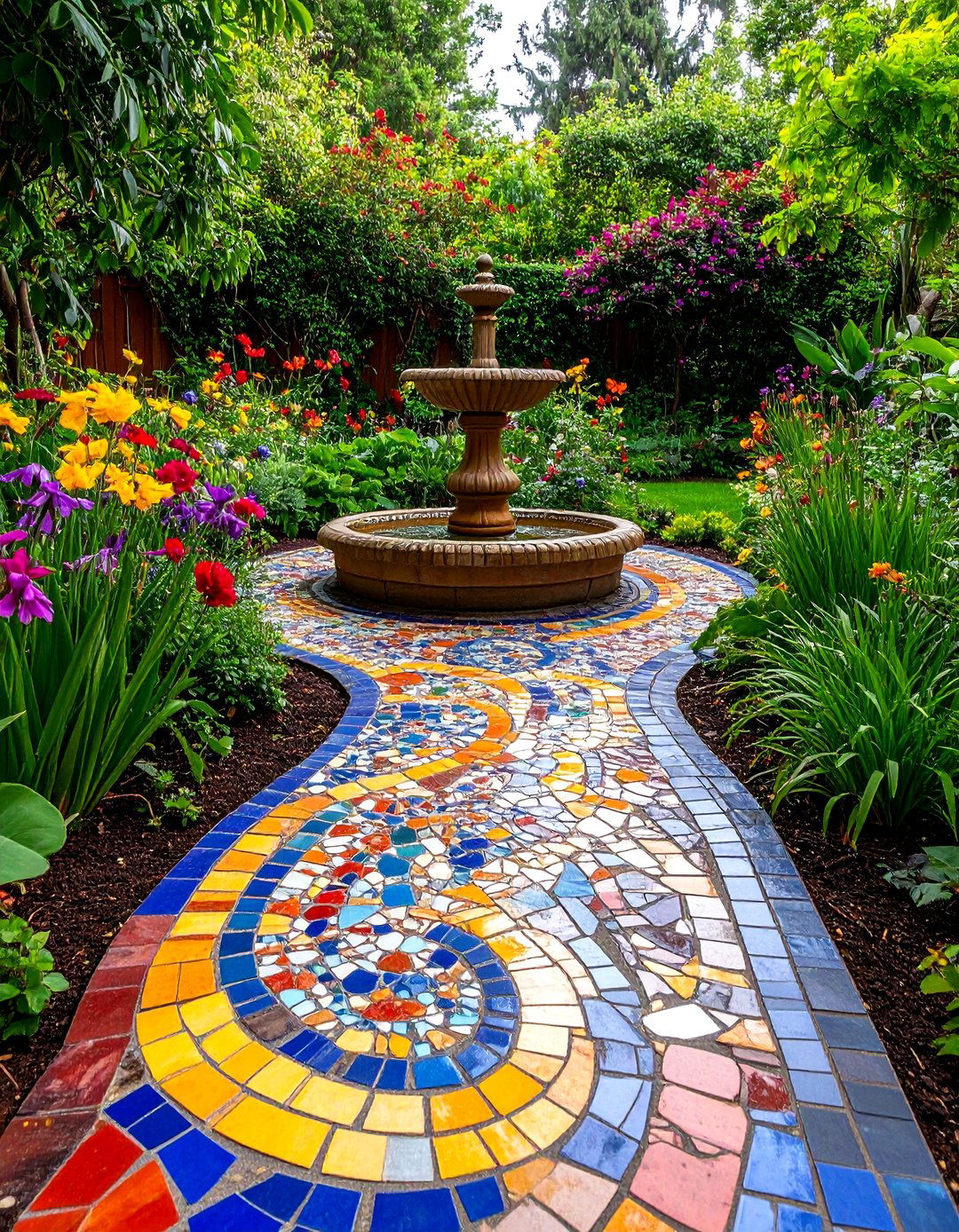 A Colorful Mosaic Pathway Garden - 30 garden art ideas