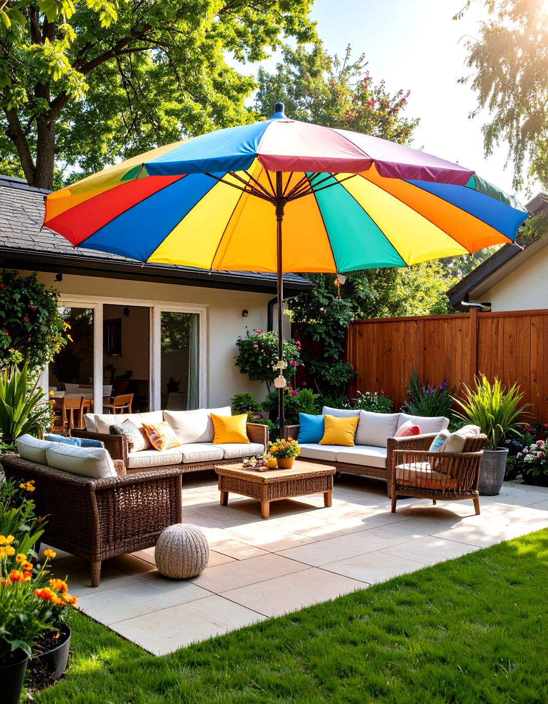 A Colorful Parachute as a Canopy - 30 patio shades ideas