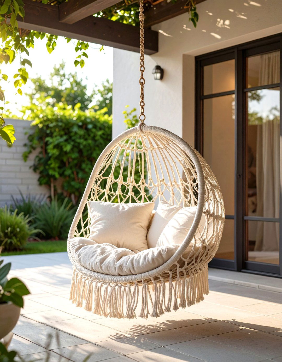 A Comfortable Patio Hanging Chair - 30 simple patio ideas