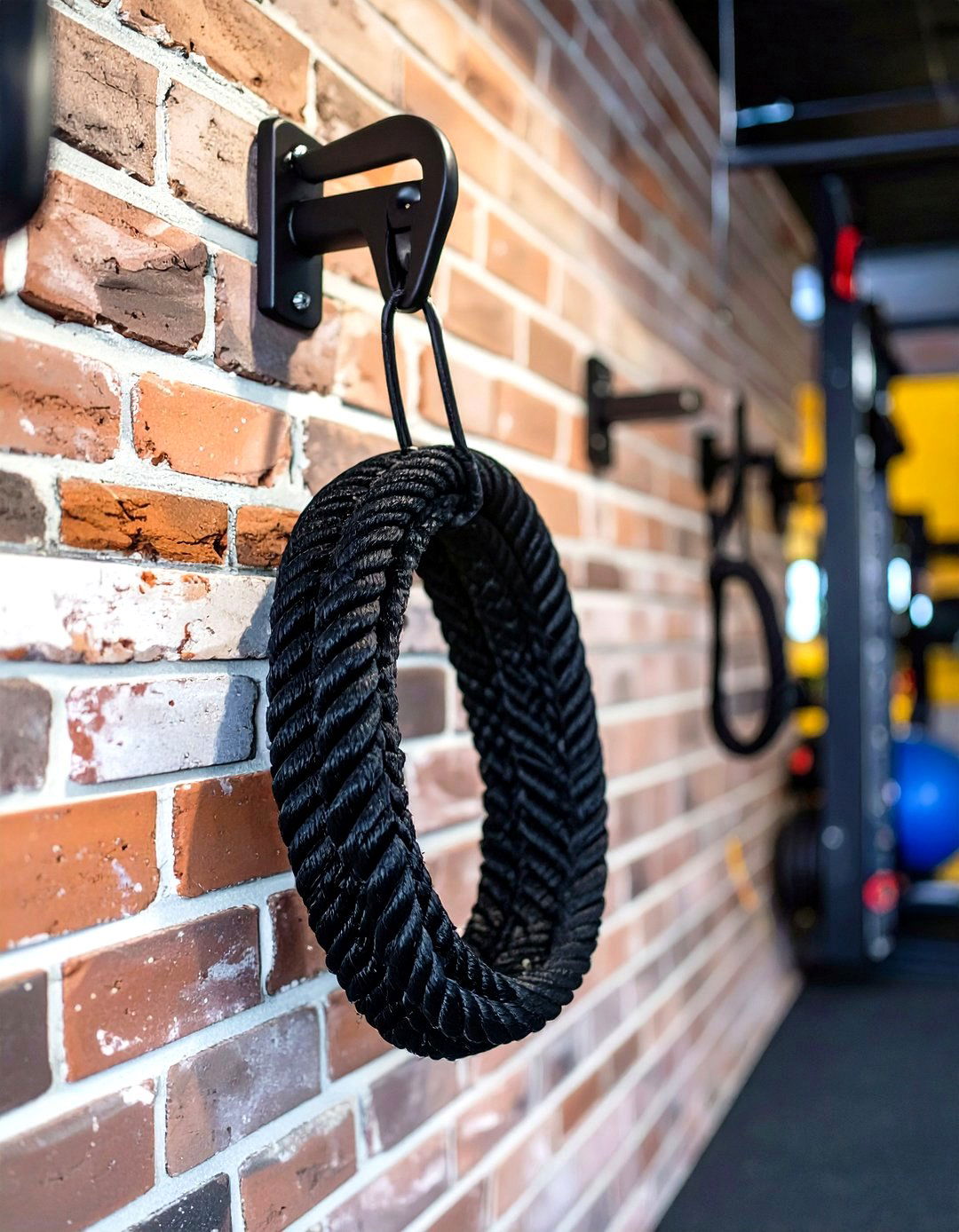 A Compact Battle Ropes Anchor in a Small Garage Gym - 30 small garage gym ideas