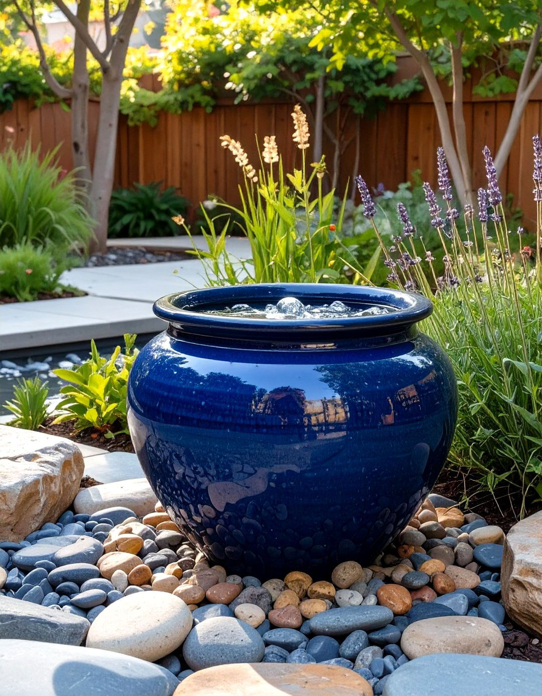 A Compact Bubbling Water Feature - 30 small backyard landscaping ideas