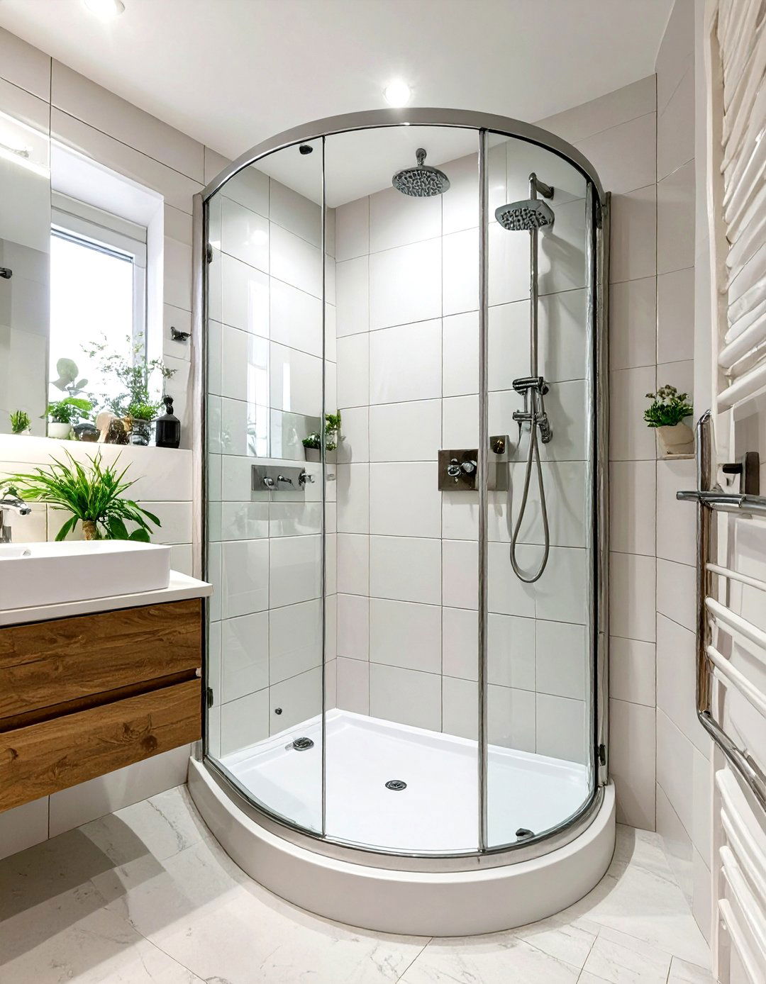 A Compact Corner Open Shower Solution - 30 open shower ideas