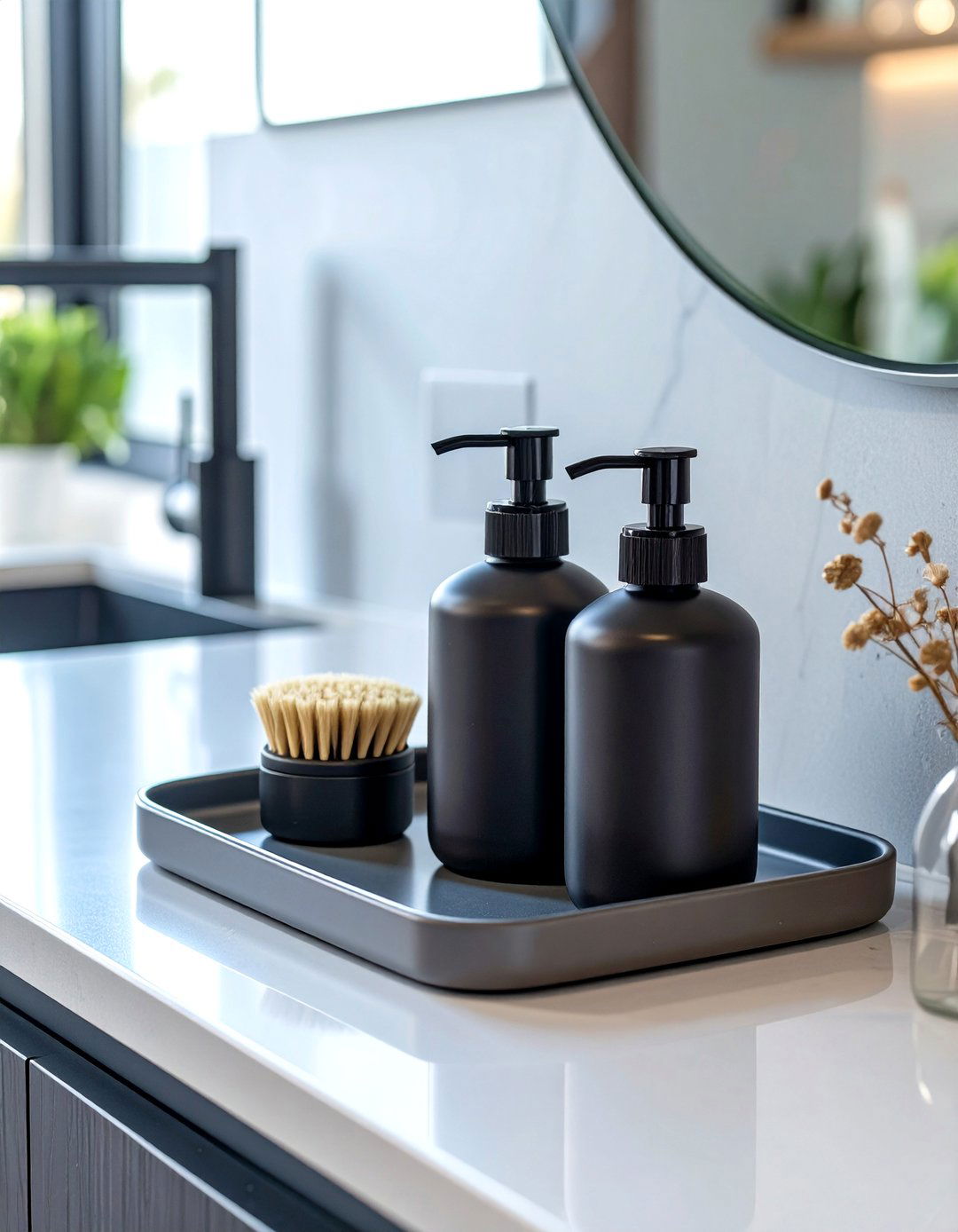 A Compact Dish Soap Dispenser Set - 30 small kitchen organization ideas