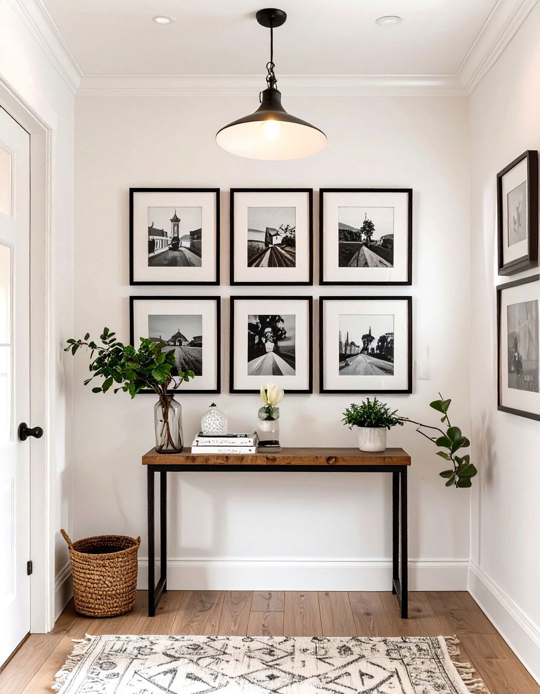 A Compact Gallery Wall Display - 30 small entryway design ideas