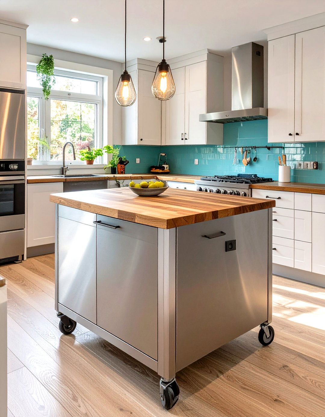 A Compact Kitchen Island on Wheels - 30 small simple kitchen design ideas