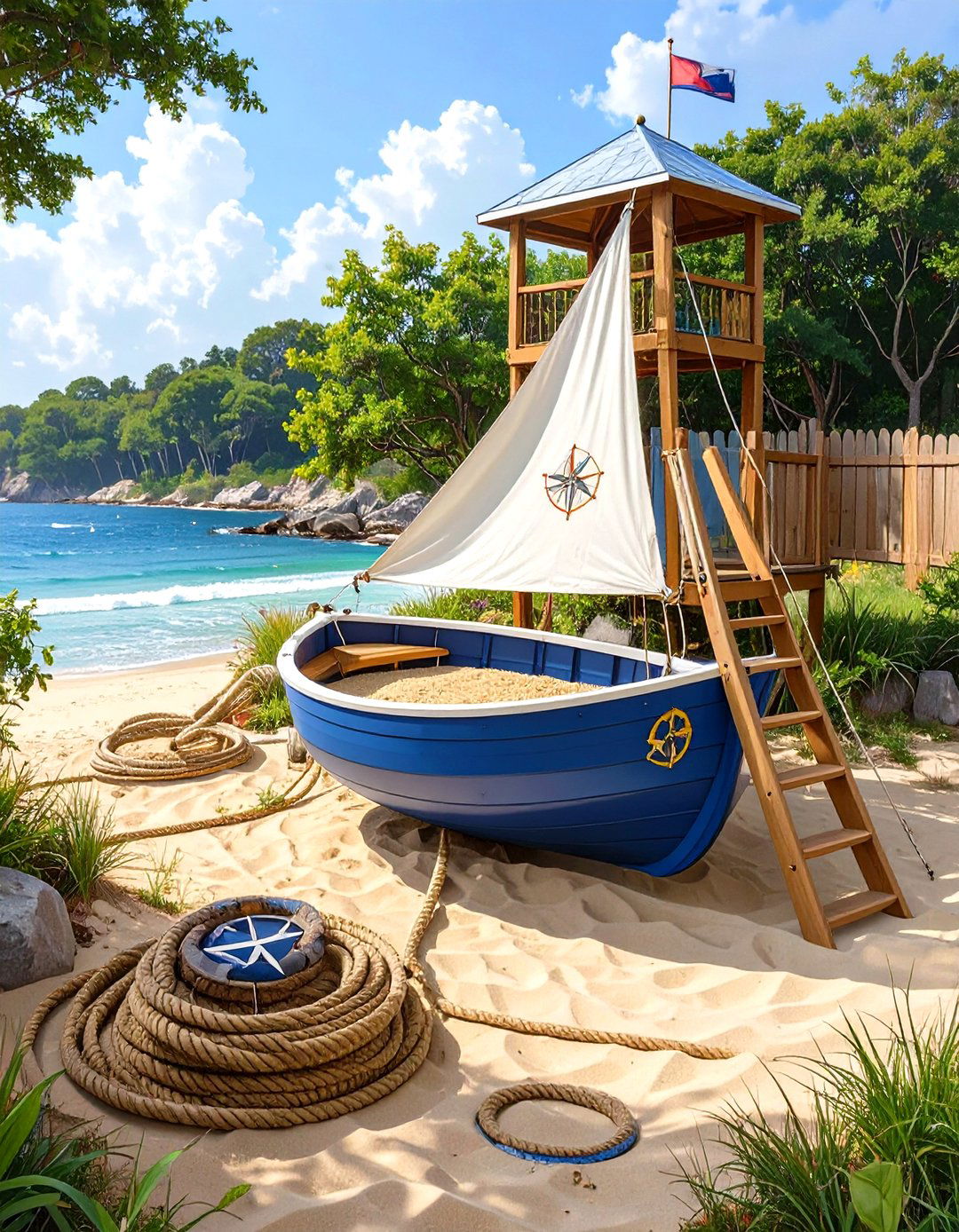 A Compact Nautical Adventure Playground - 30 kid friendly small backyard playground ideas