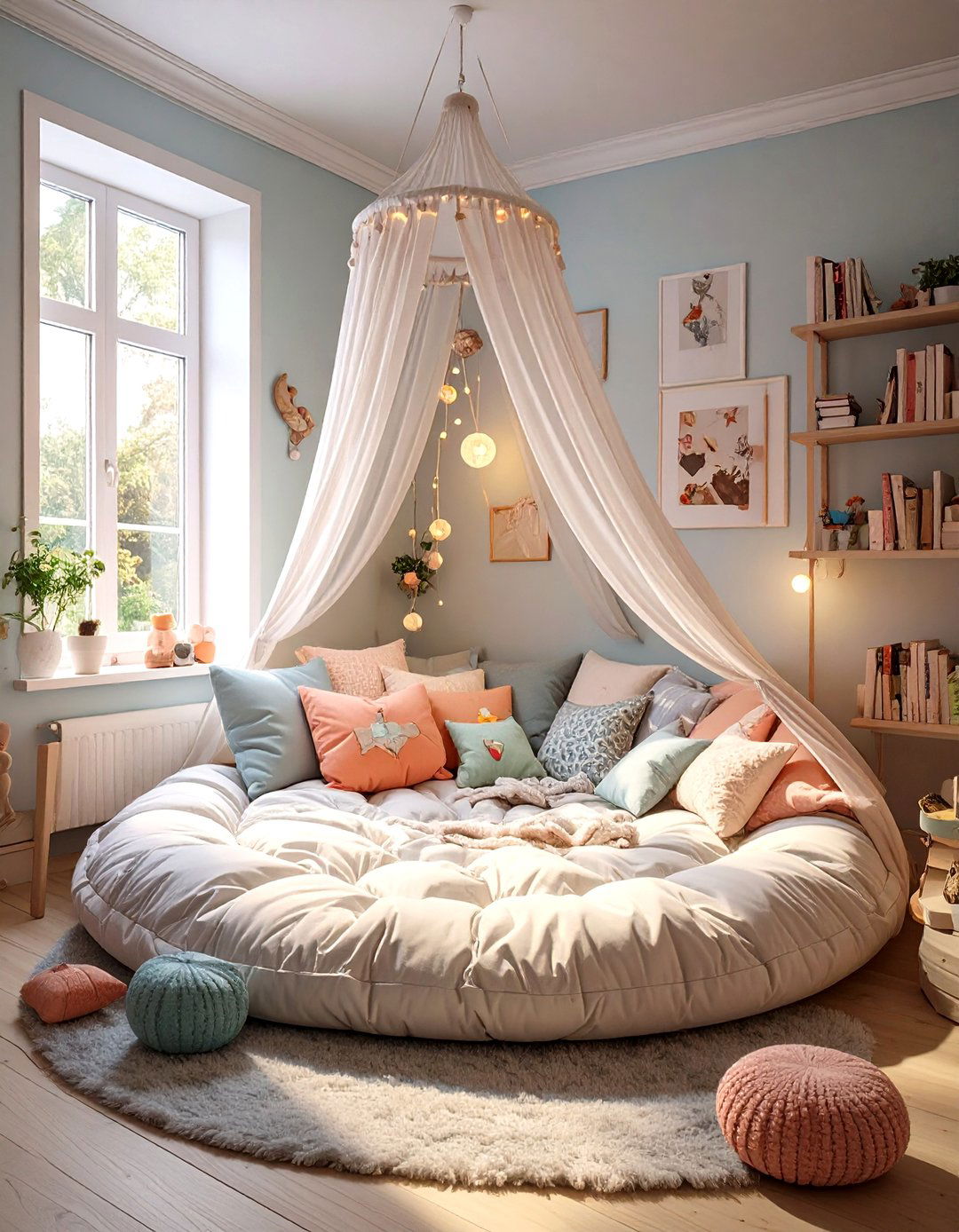 A Compact Reading Nook in a Corner - 30 small kids bedroom ideas