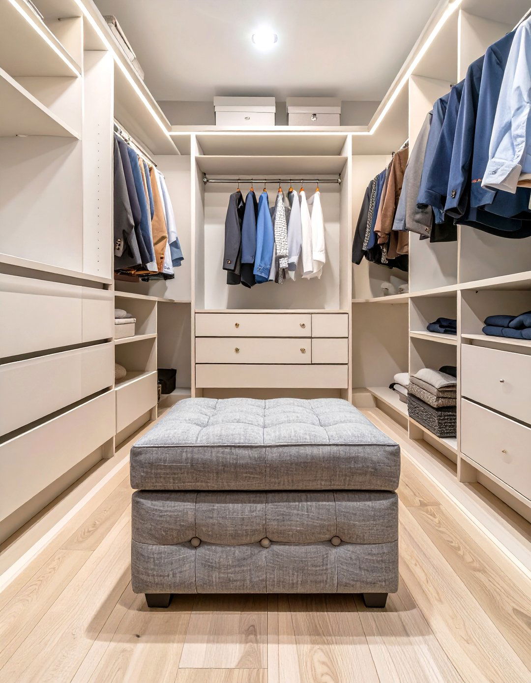 A Compact Storage Ottoman - 30 small walk in closet design ideas