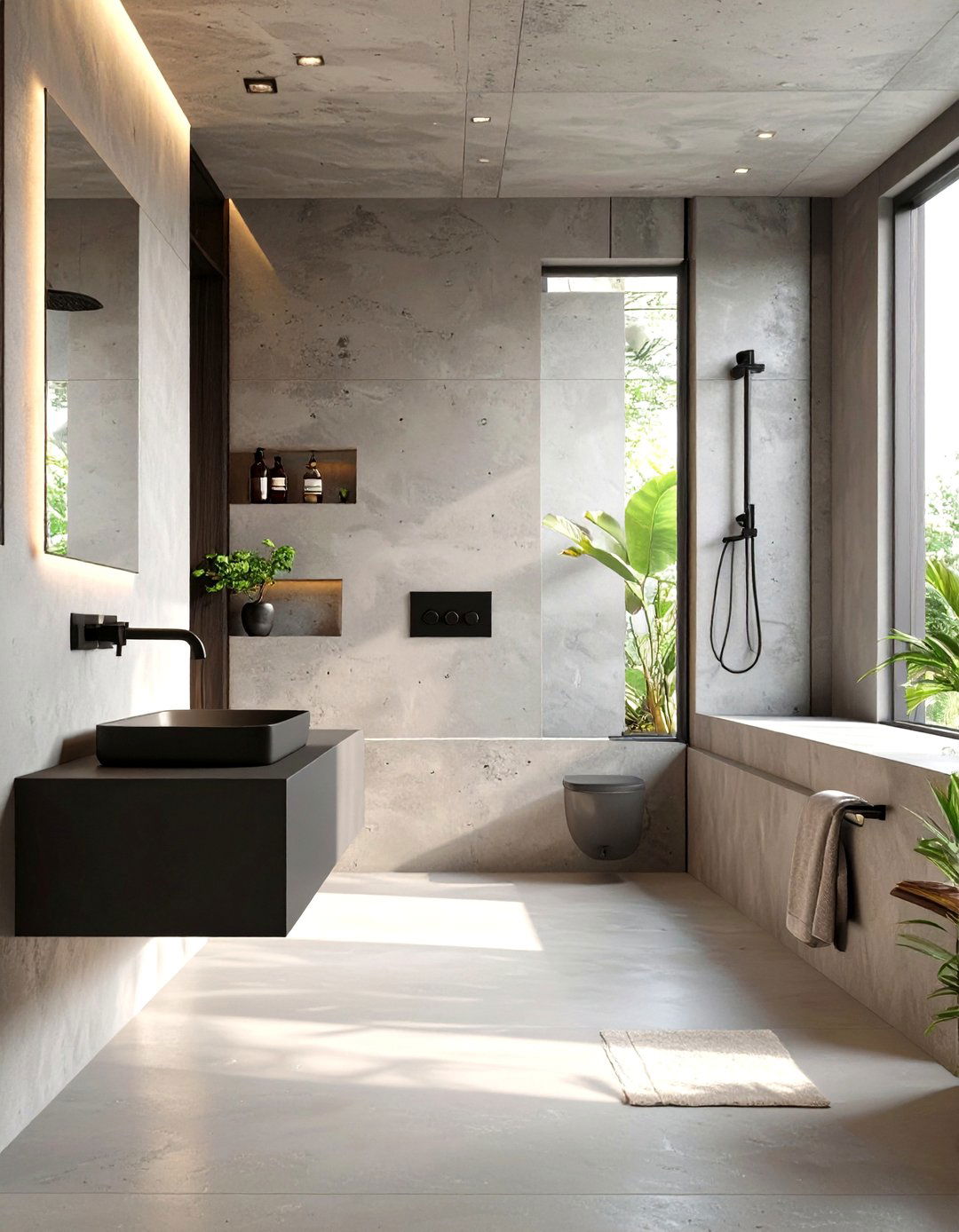 A Concrete Minimalist Bathroom - 30 bathroom renovation ideas