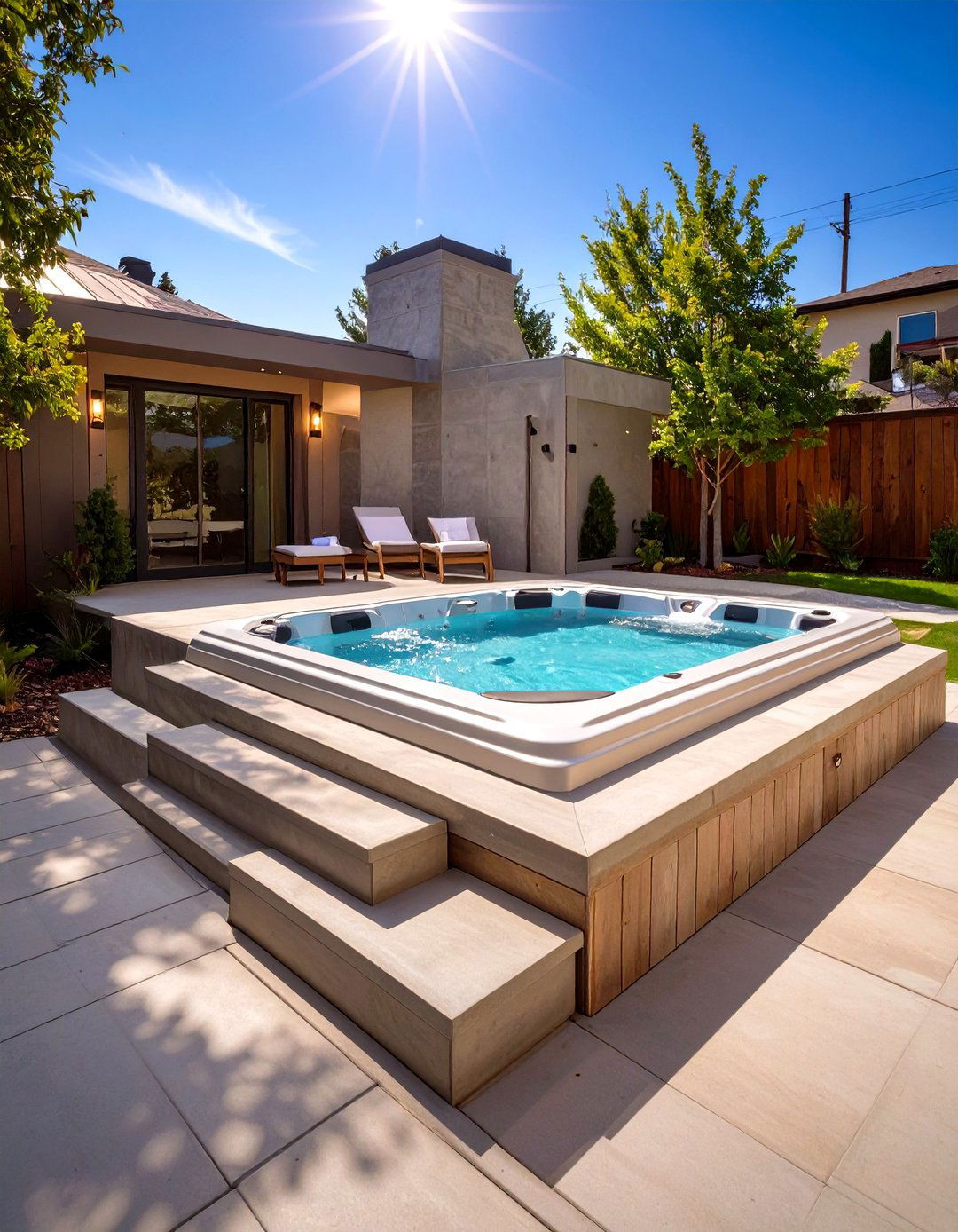 A Concrete Patio for a Hot Tub Base - 30 concrete patio extension ideas