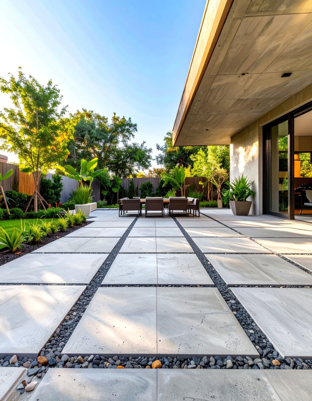 A Concrete Patio with Saw Cut Patterns - 30 modern concrete patio ideas