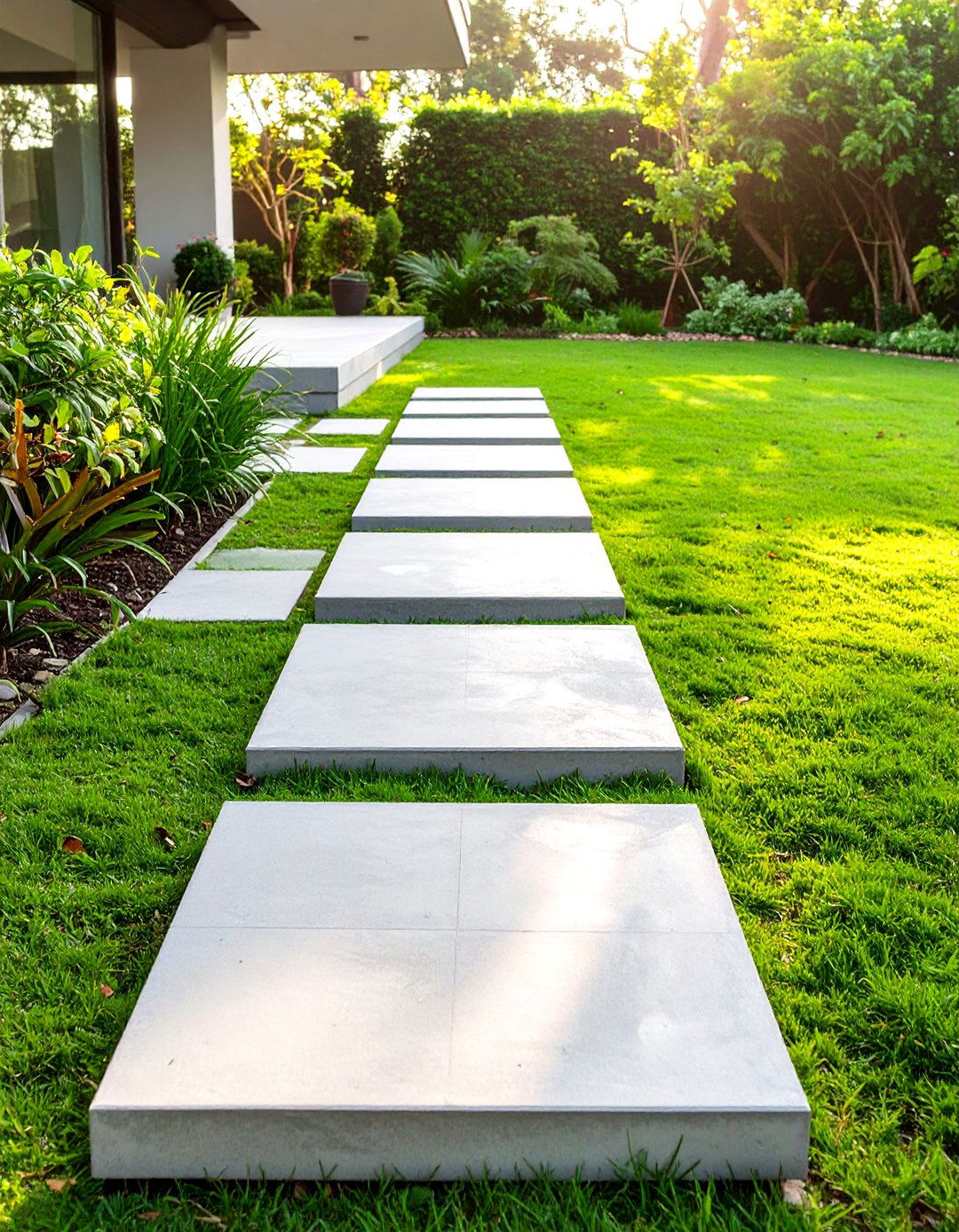 A Concrete Patio with Stepping Stones - 30 concrete patio extension ideas