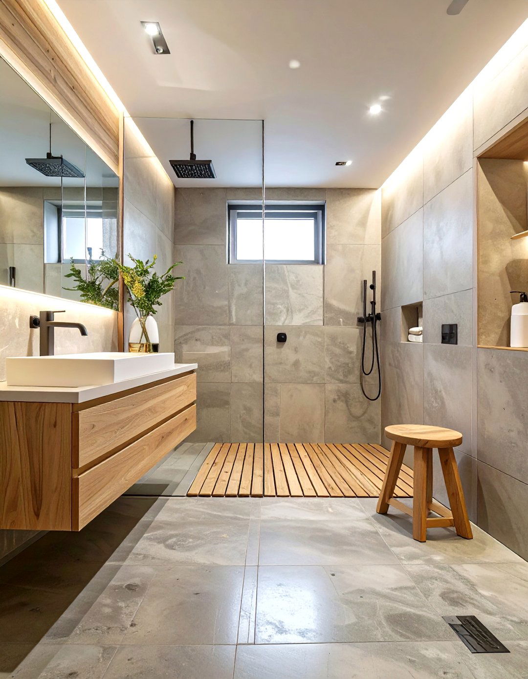 A Concrete and Wood Bathroom - 30 minimalist bathroom ideas