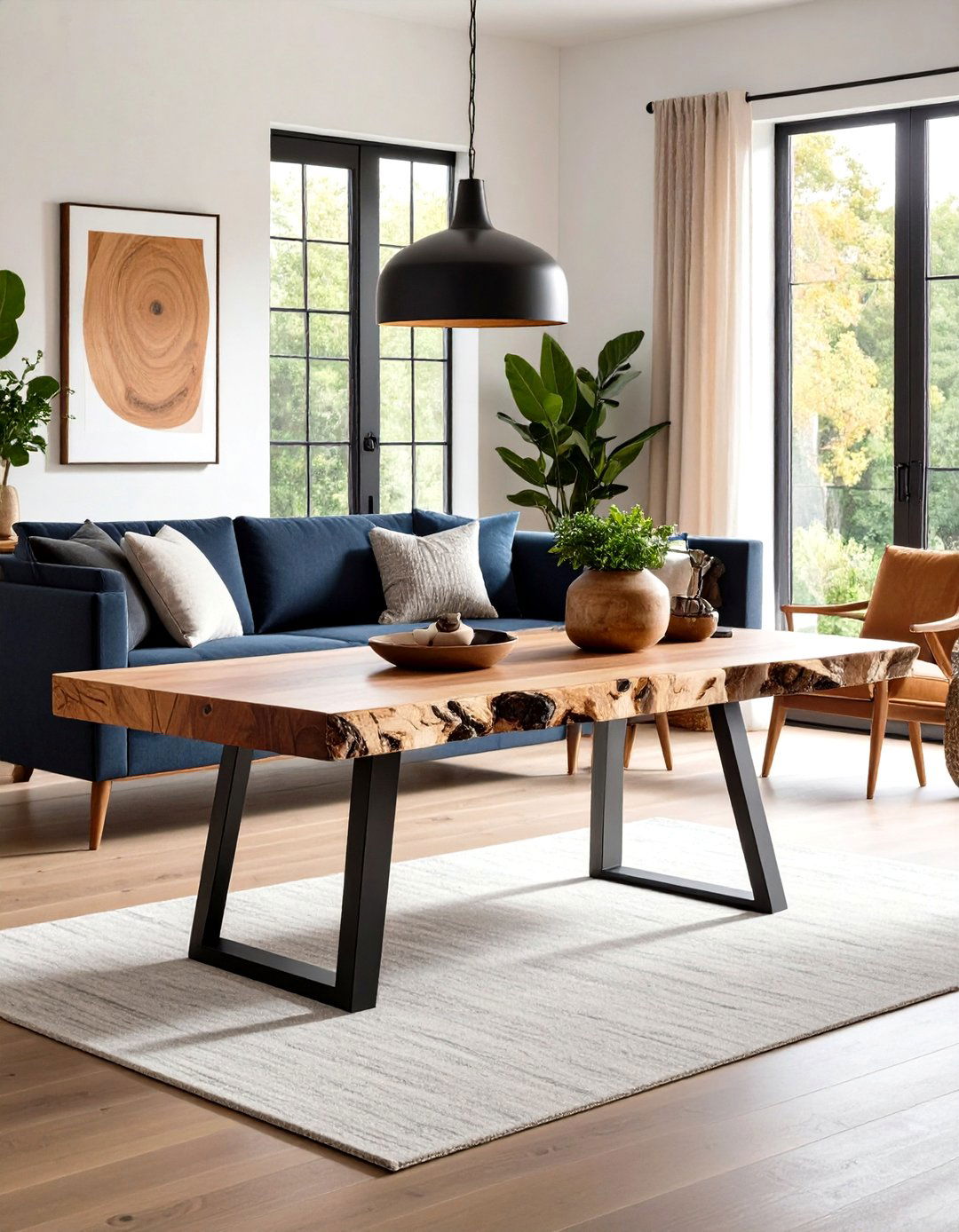 A Console Table from a Live Edge Slab - 30 rustic living room ideas