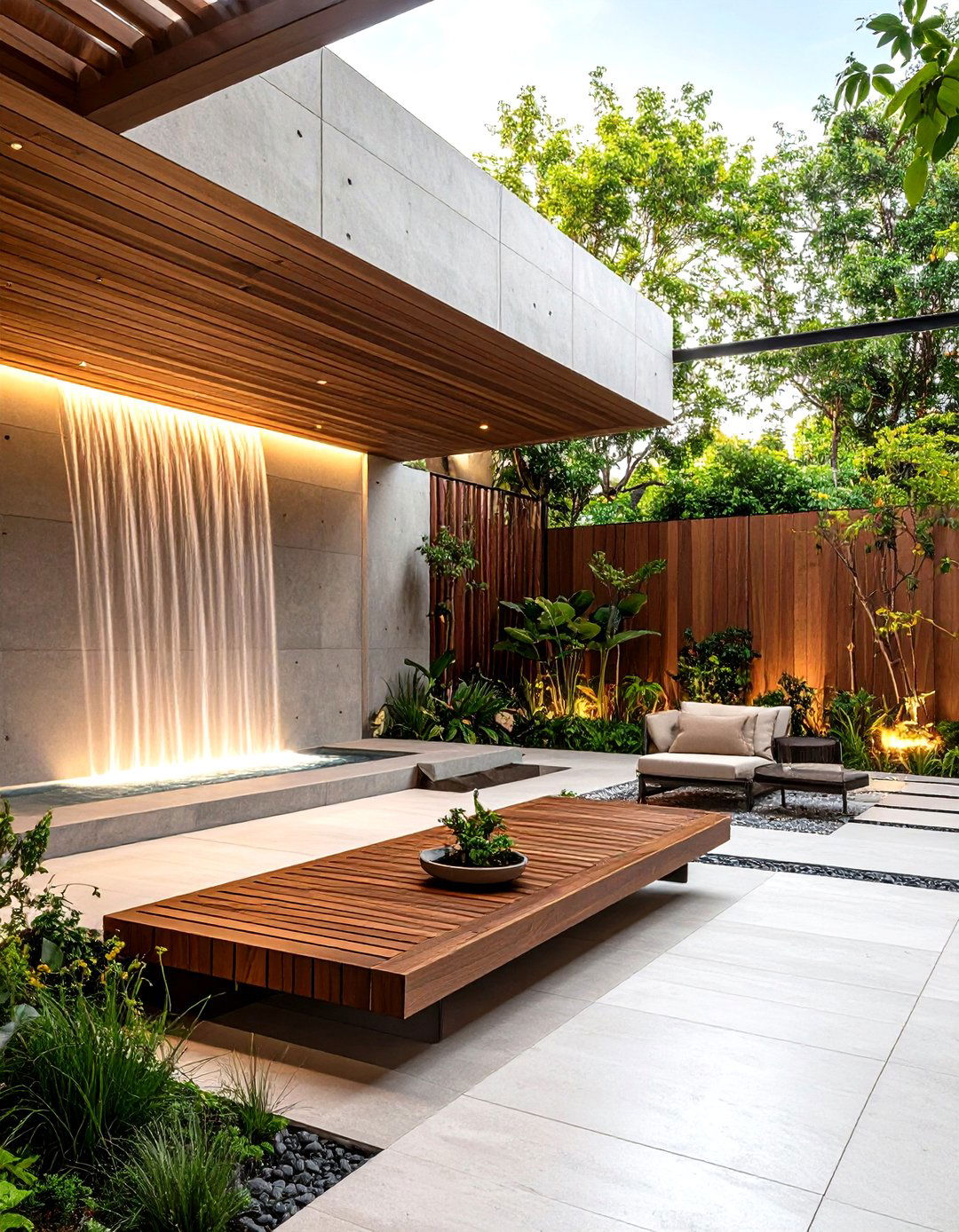 A Contemporary Courtyard with a Water Feature - 30 landscape design and installation ideas