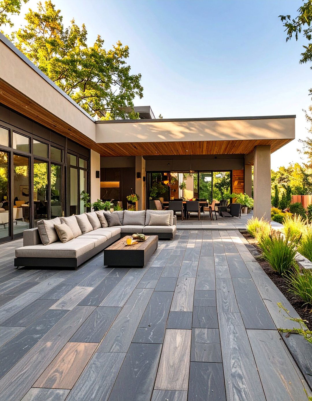 A Contemporary Linear Paver Design - 30 backyard paver ideas