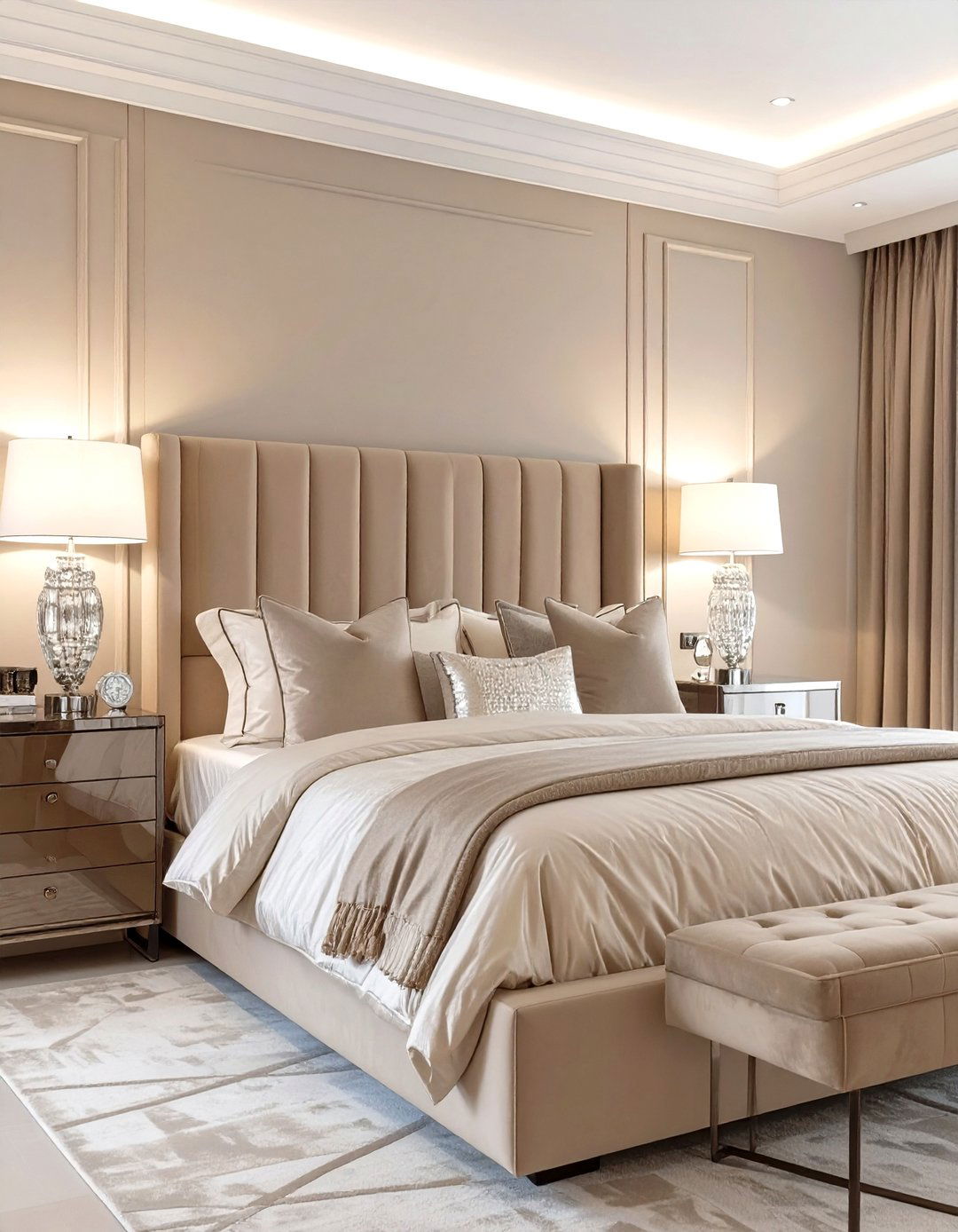 A Contemporary Luxe Beige Bedroom - 30 modern beige bedroom ideas