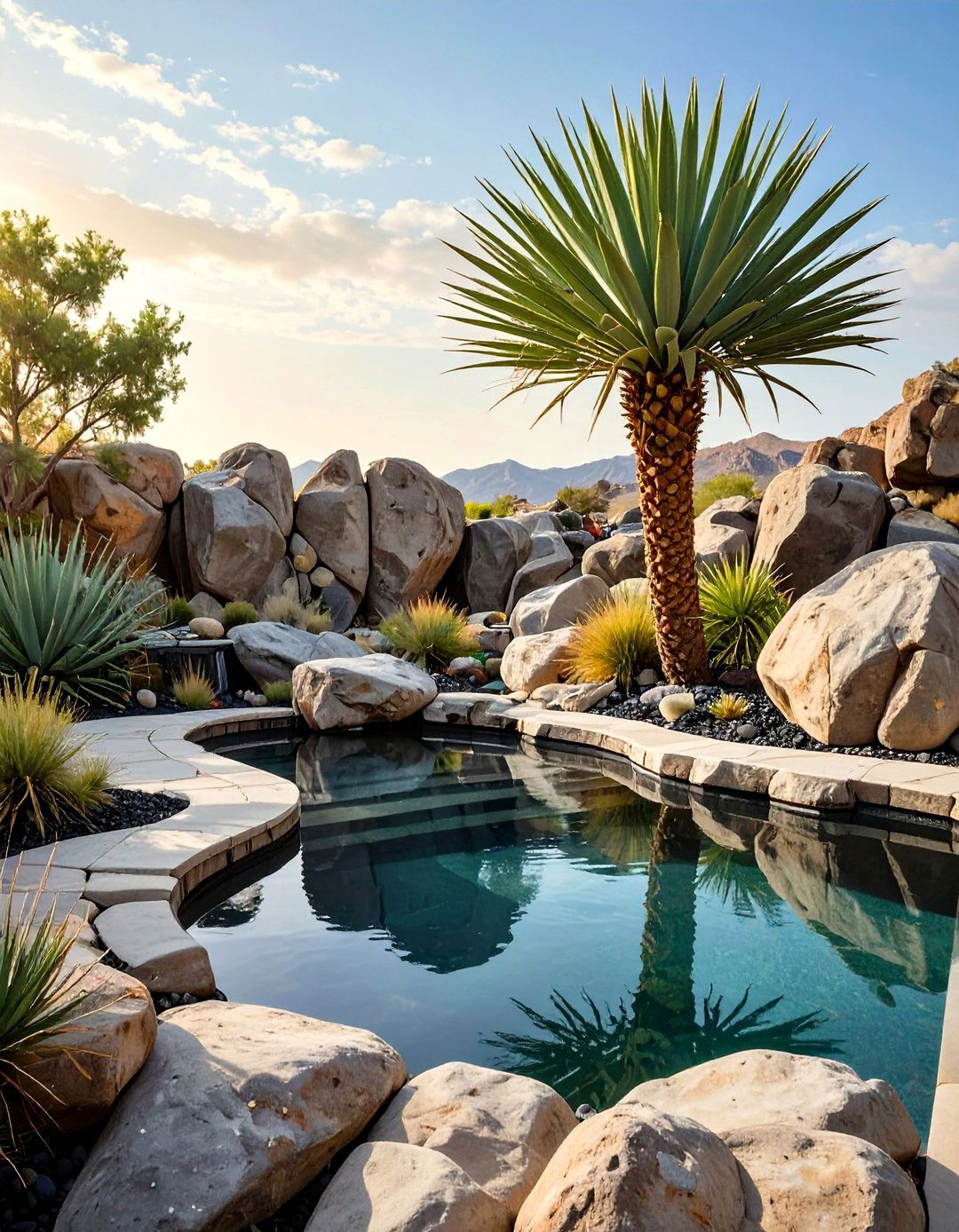 A Contemporary Rock Garden Pool Landscape - 30 low maintenance pool landscape design ideas