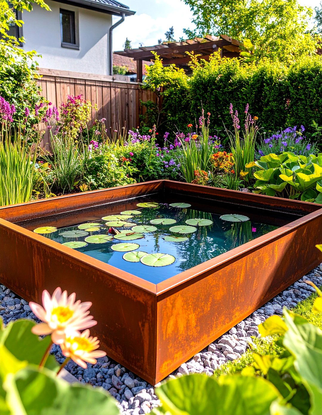 A Contemporary Water Garden - 30 diy landscaping ideas