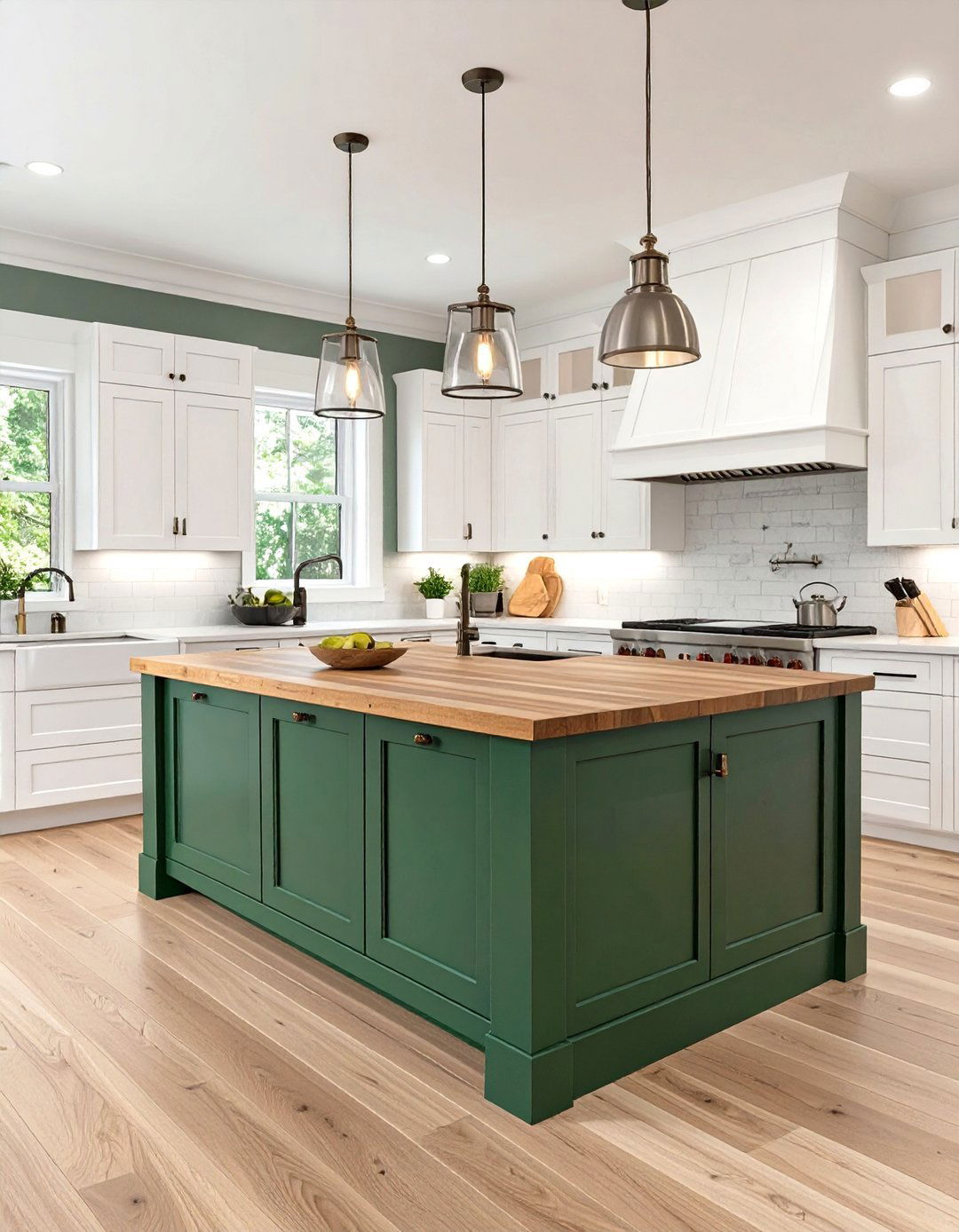 A Contrasting Color for the Kitchen Island - 30 transitional kitchen design ideas