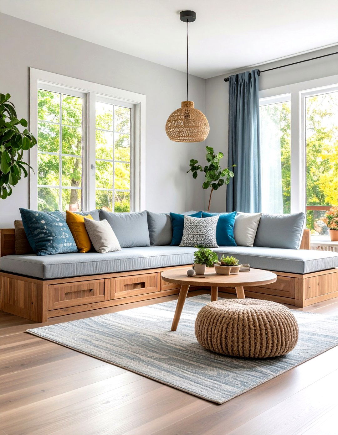 A Corner Built In Bench with Storage - 30 living room corner ideas