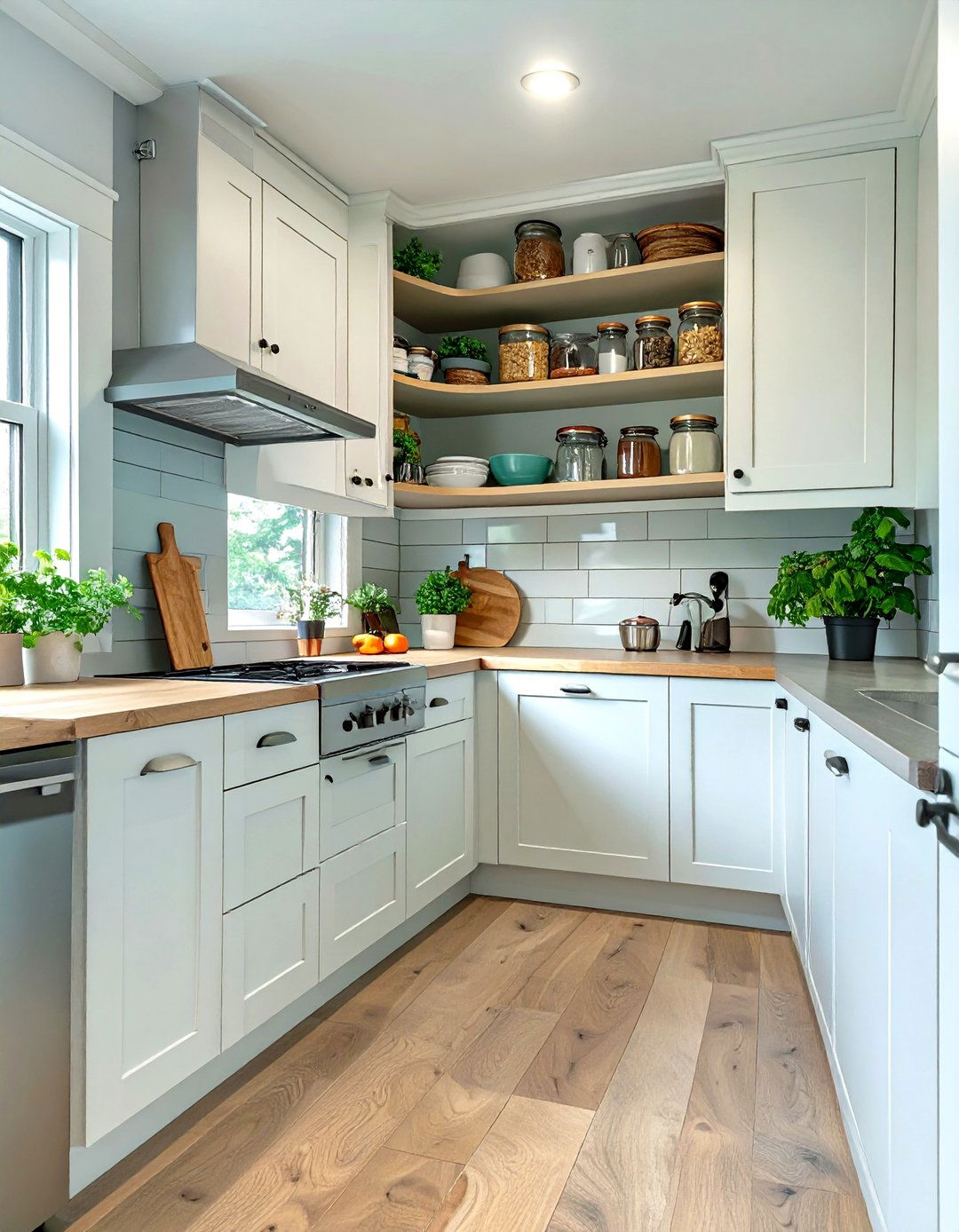 A Corner Mounted Lazy Susan Cabinet - 30 tiny home kitchen ideas