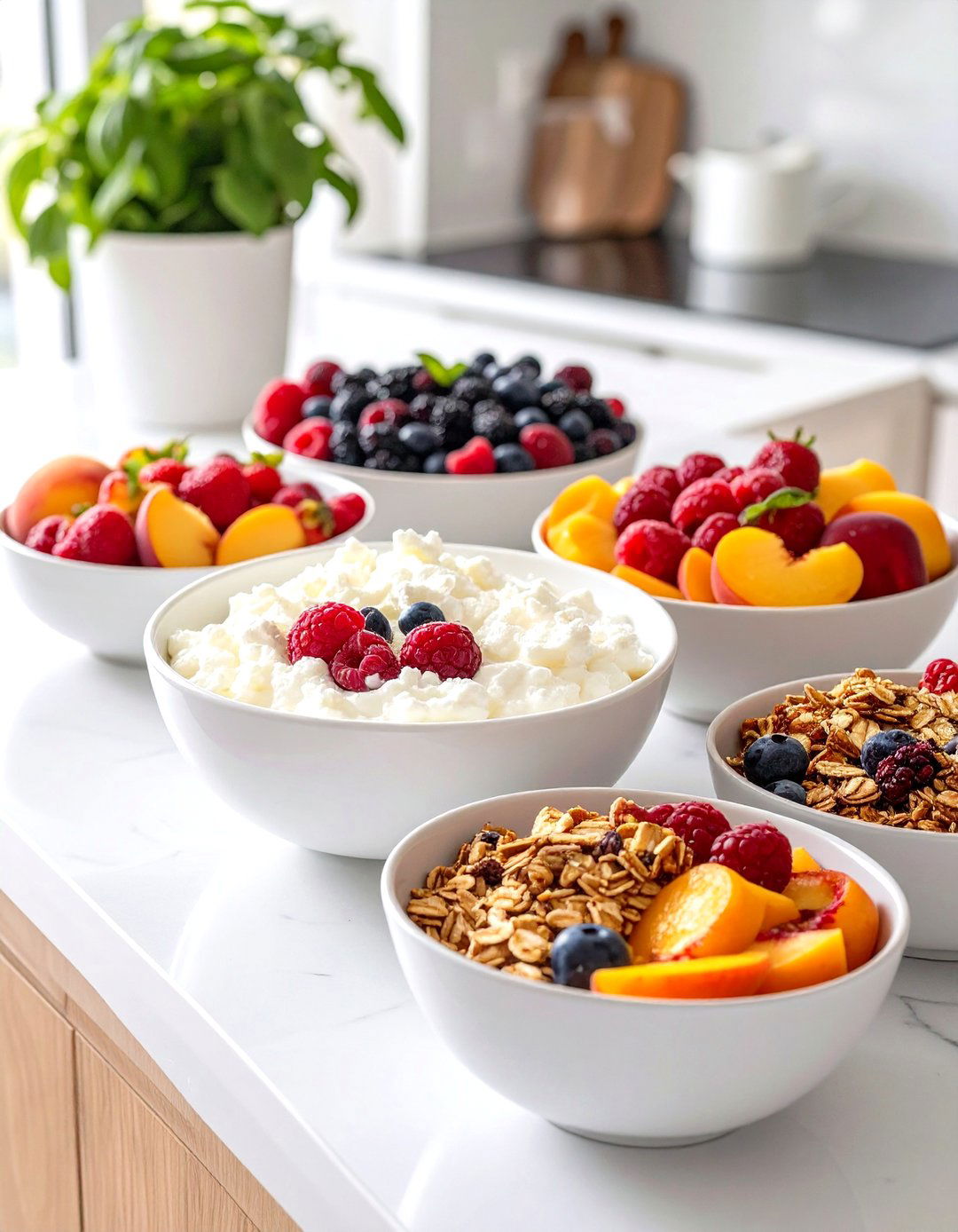 A Cottage Cheese And Fruit Bowl Bar - 30 office breakfast ideas