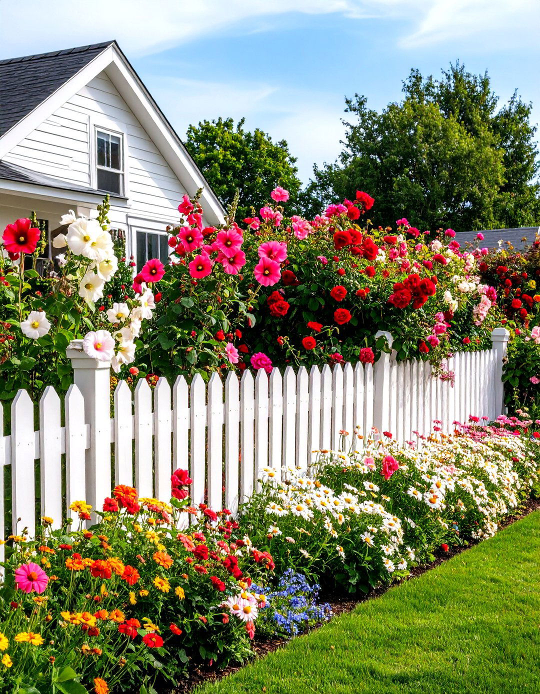 A Cottage Garden with a Picket Fence - 30 landscaping ideas for small front yards