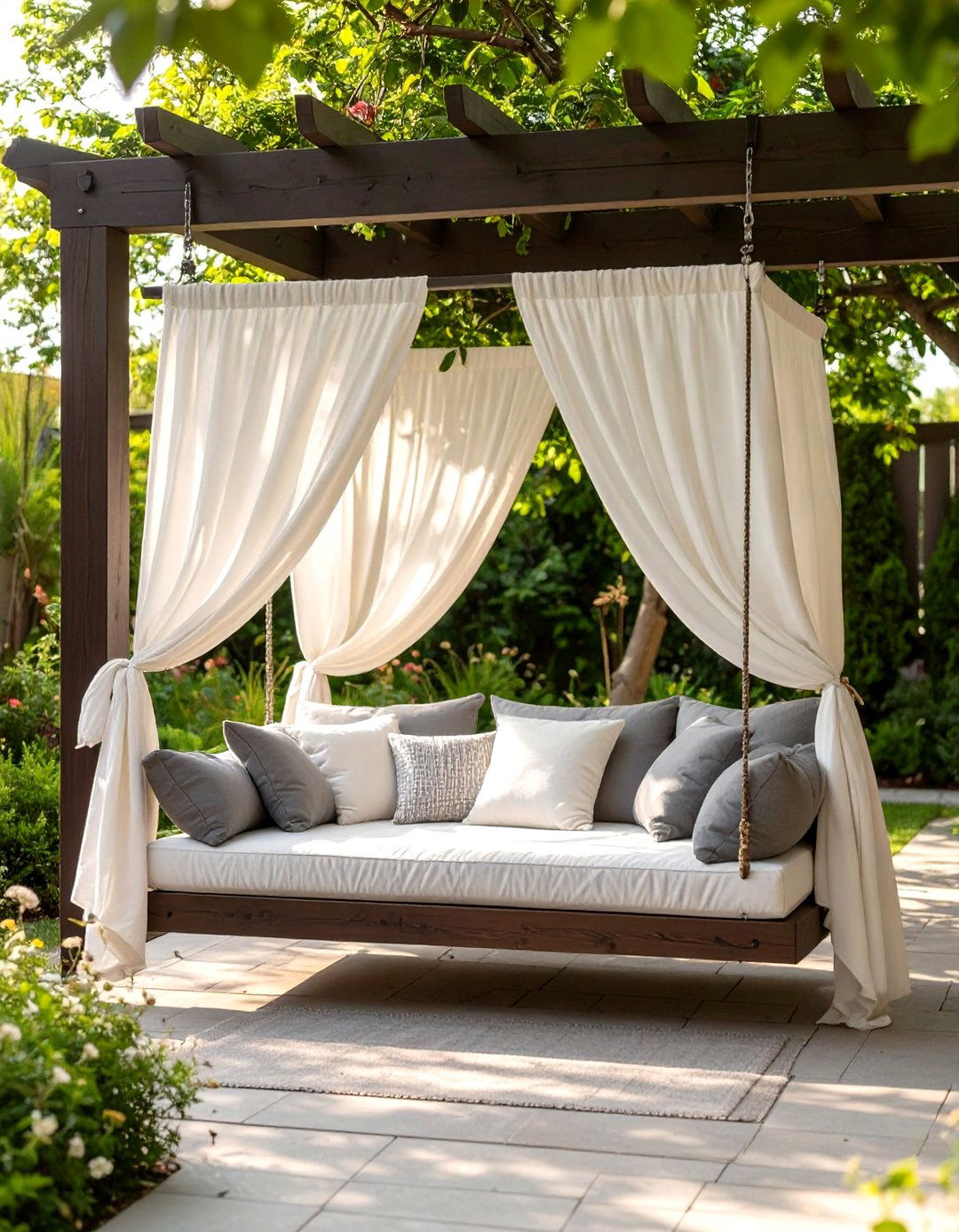 A Covered Daybed Swing - 30 outdoor oasis ideas