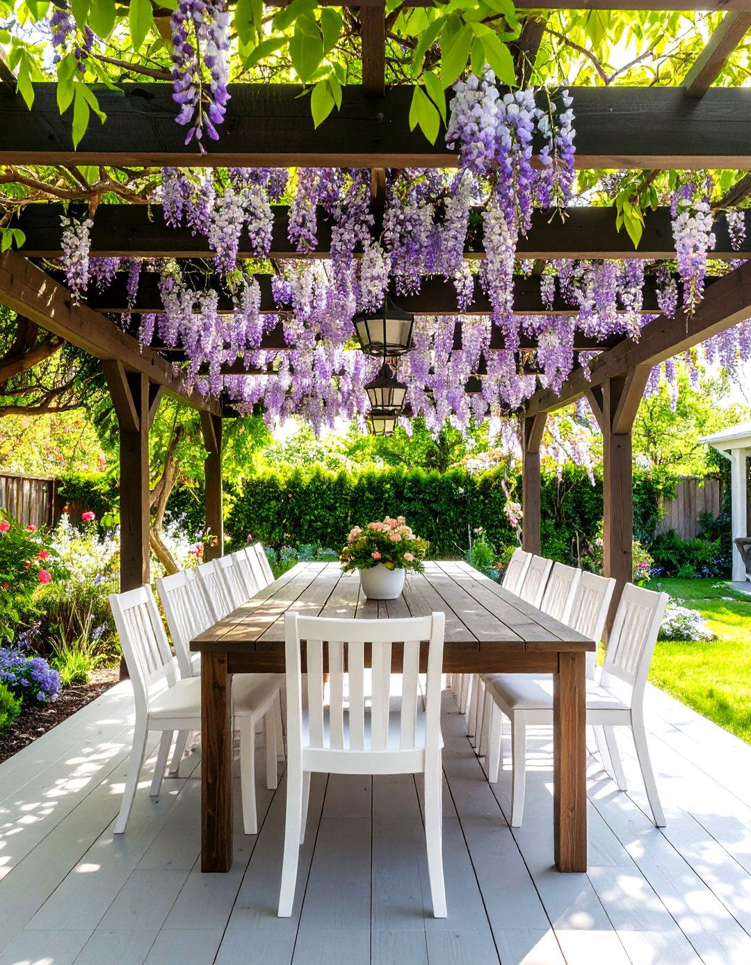 A Covered Pergola Dining Space - 30 outdoor space ideas