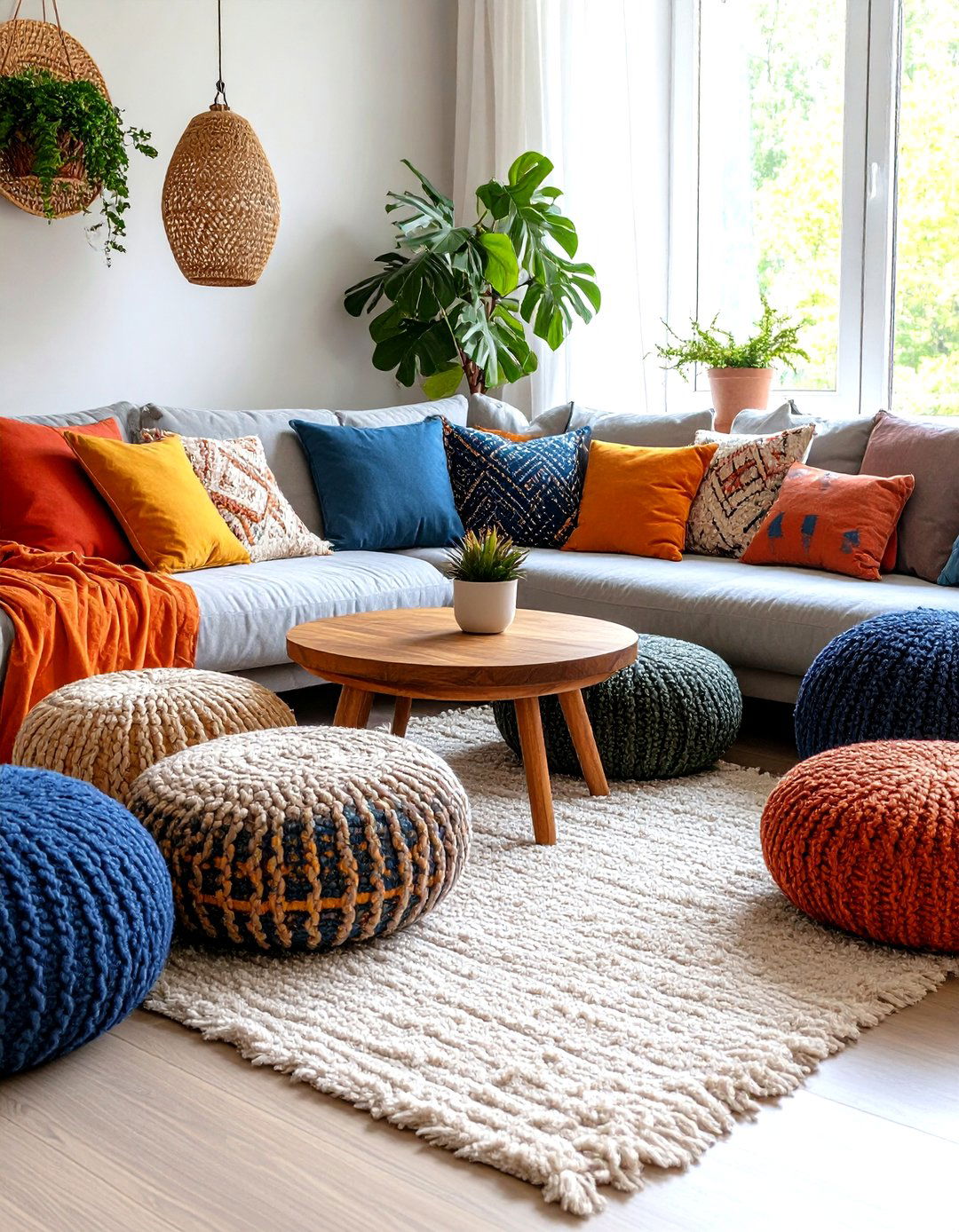 A Cozy Corner with Floor Cushions and Poufs - 30 room decor inspo ideas