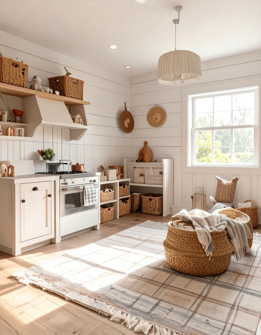 A Cozy Farmhouse Playroom - 30 basement playroom ideas