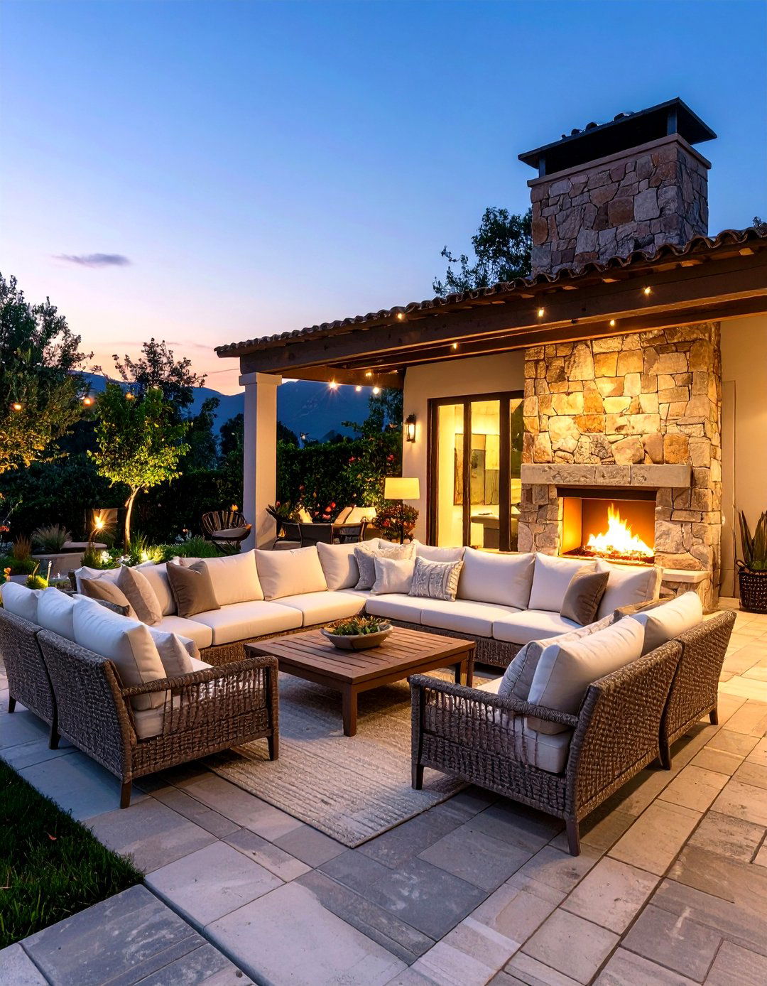 A Cozy Outdoor Room with a Fireplace - 30 outdoor room ideas