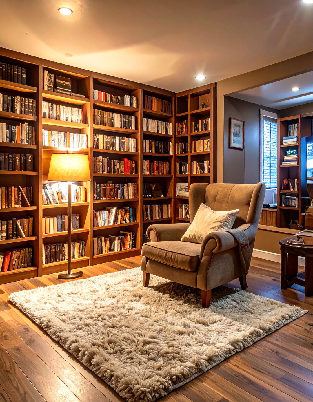 A Cozy Reading Nook and Library - 30 basement room ideas
