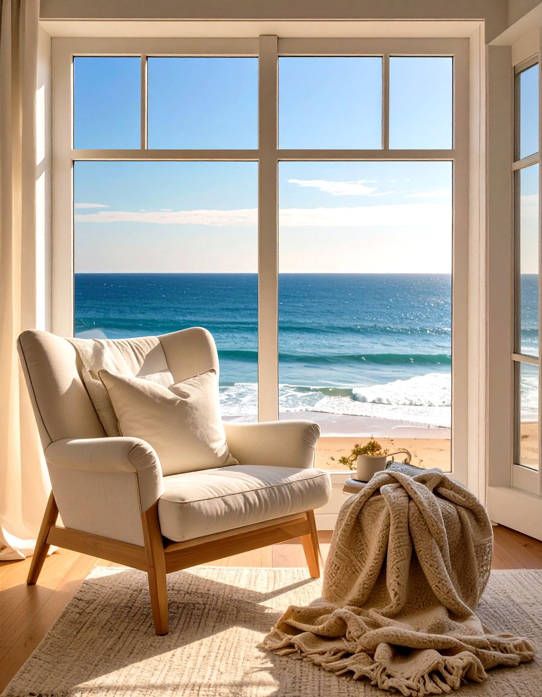 A Cozy Reading Nook with an Ocean View - 30 beach house decor ideas