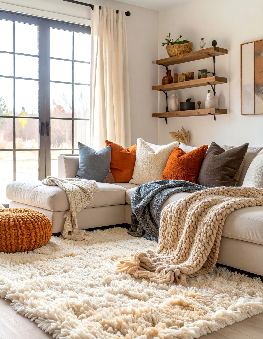 A Cozy Textiles Farmhouse Living Room - 30 modern farmhouse living room ideas