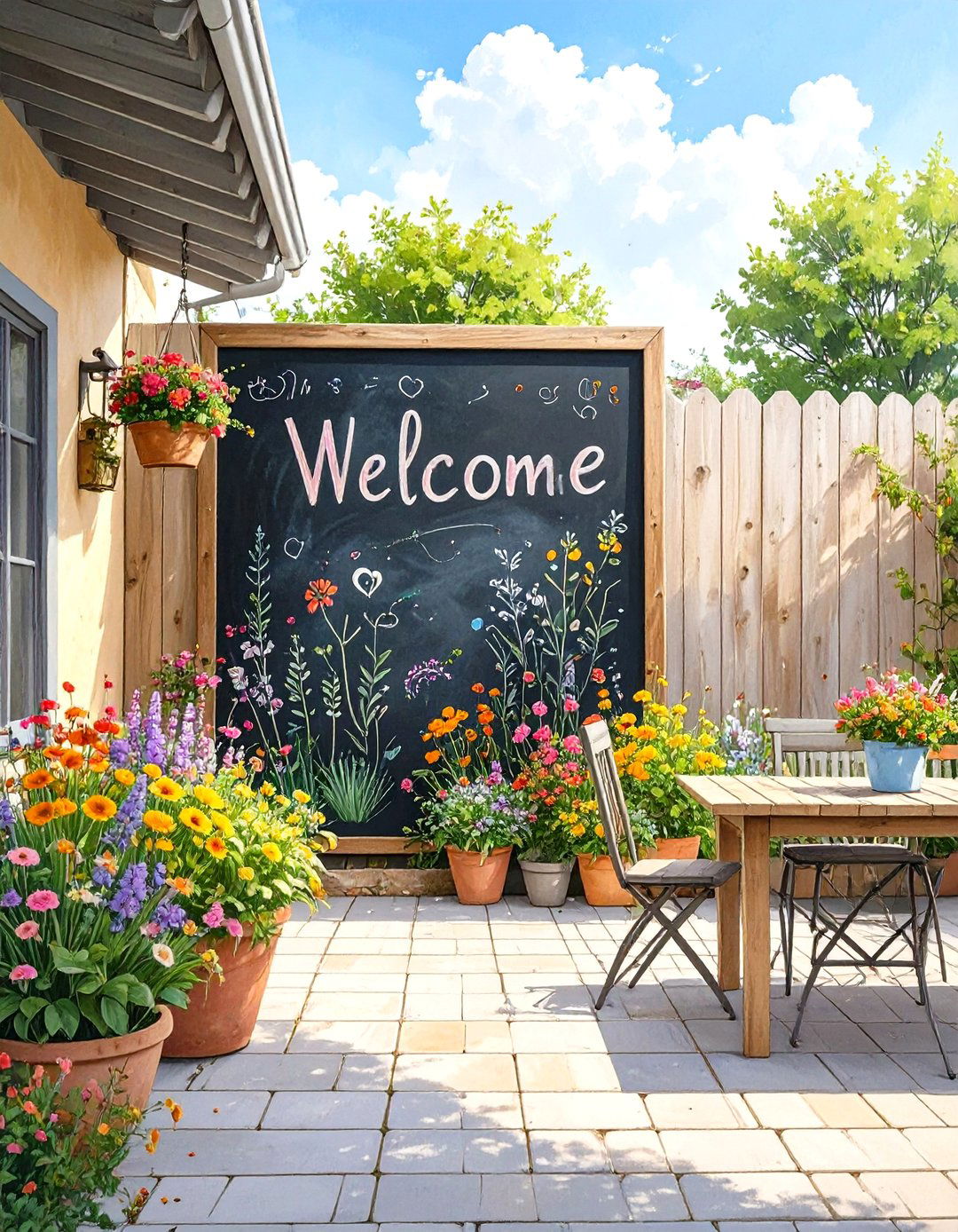 A Creative Chalkboard Wall on the Patio - 30 simple patio ideas