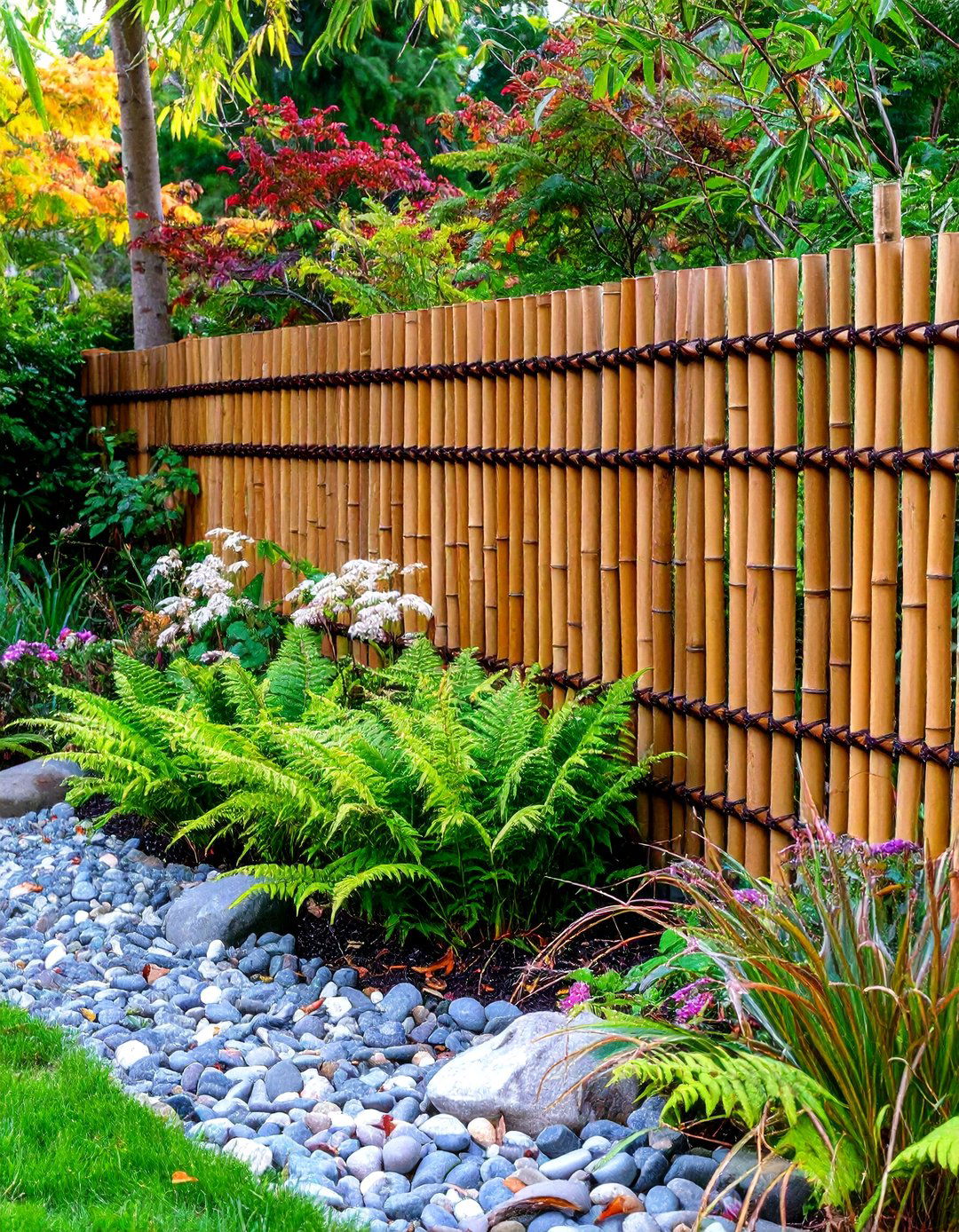 A Criss Cross Bamboo Stick Border - 30 garden border ideas