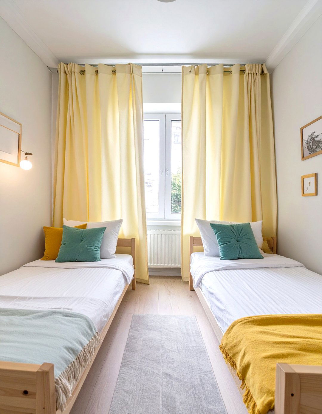 A Curtain Divider for Privacy - 30 twin bedroom ideas for small rooms