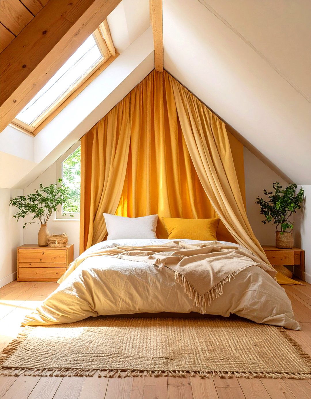 A Curtain to Hide Clutter - 30 small attic bedroom low sloped ceiling bedroom ideas