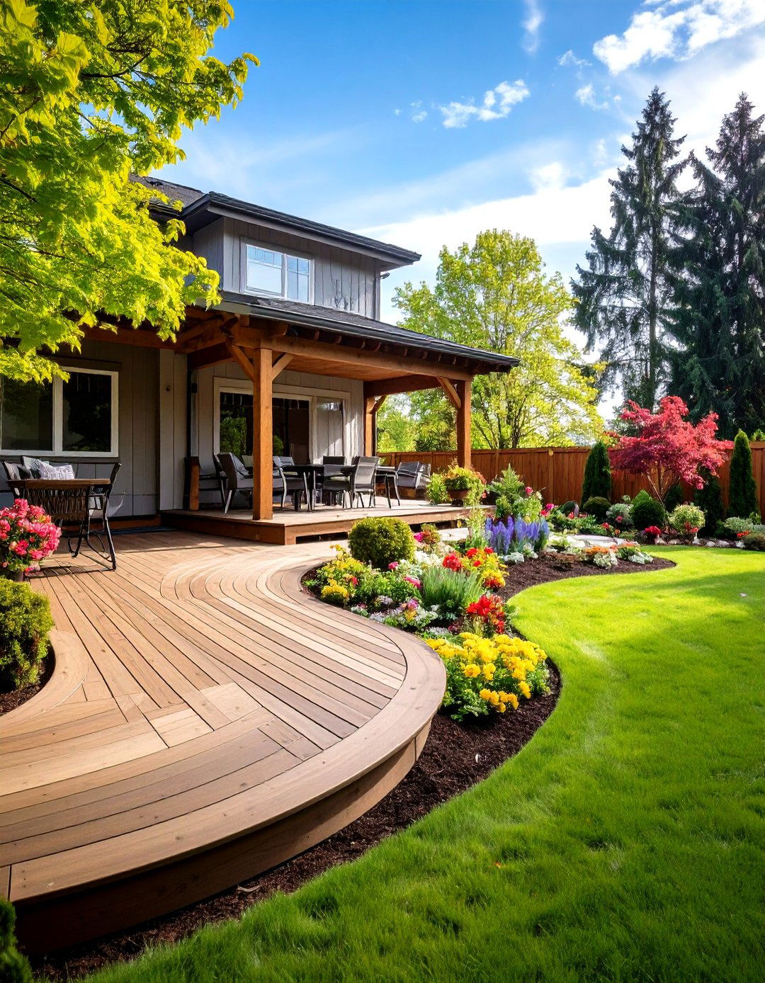 A Curved and Flowing Deck Design - 30 design a deck ideas