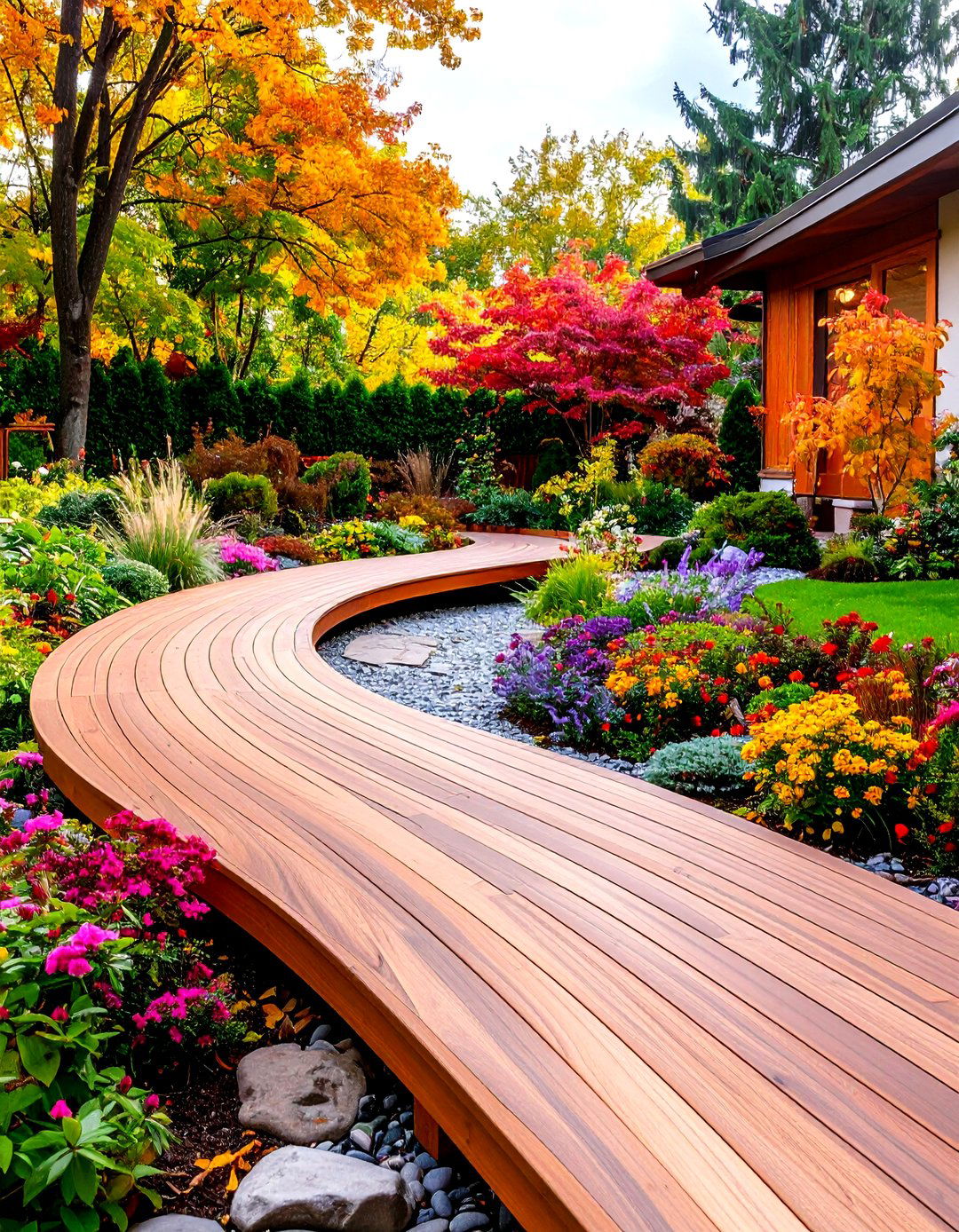 A Curved and Flowing Deck - 30 ground level deck ideas