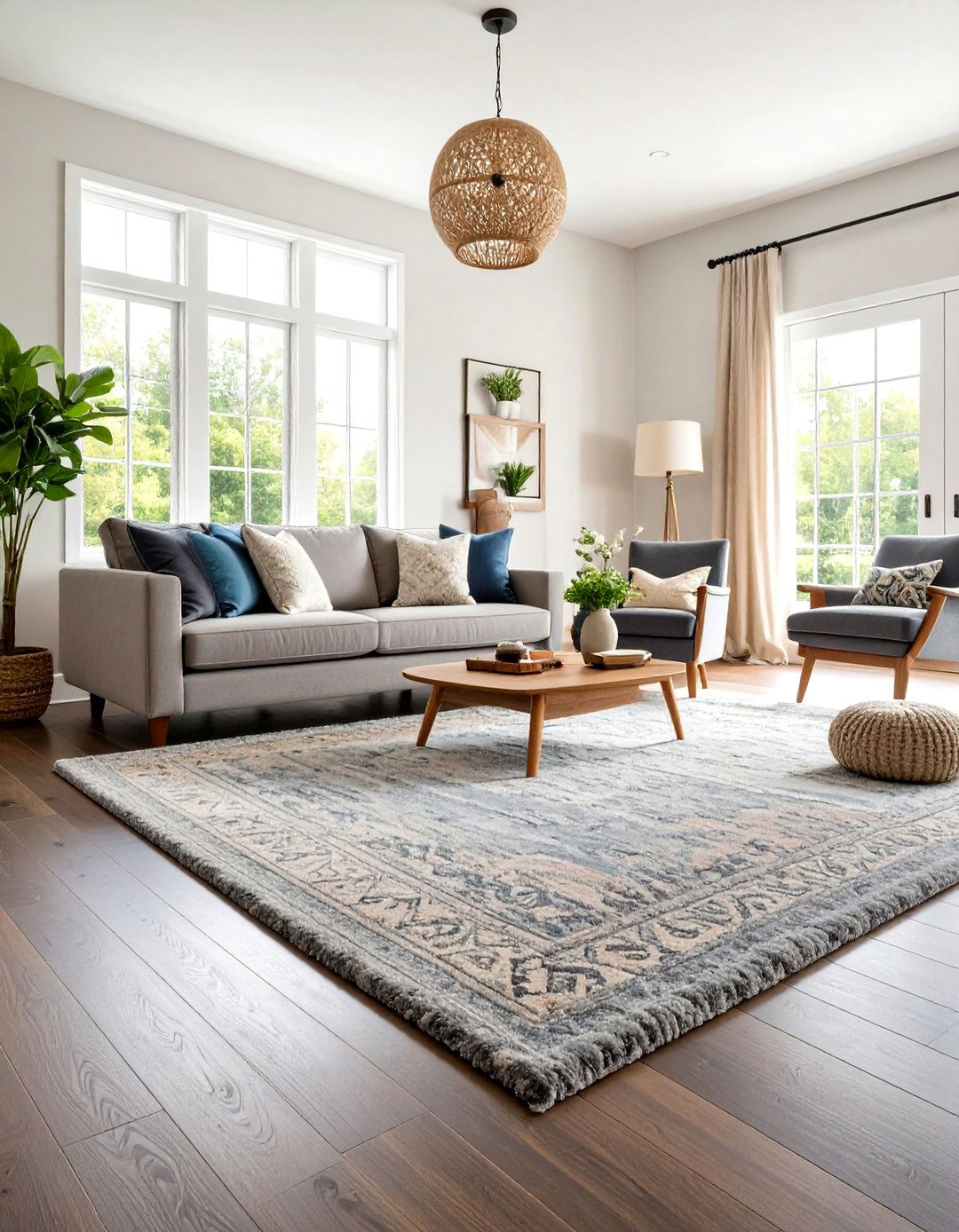 A Custom Cut Rug - 30 living room rug ideas