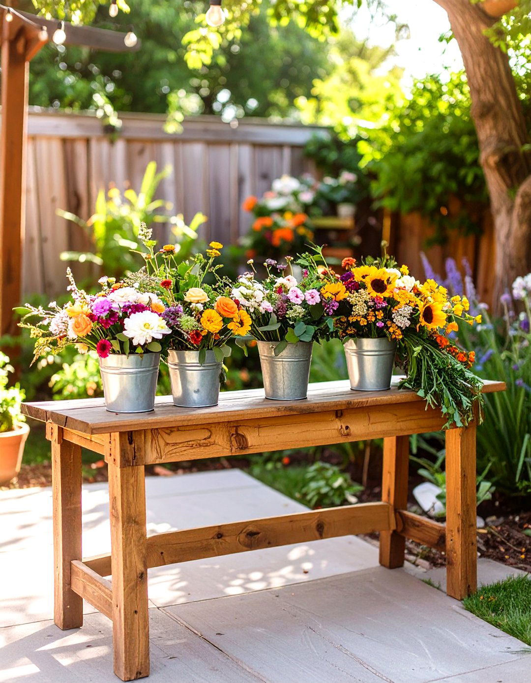 A DIY Backyard Flower Bar - 30 small backyard wedding ideas