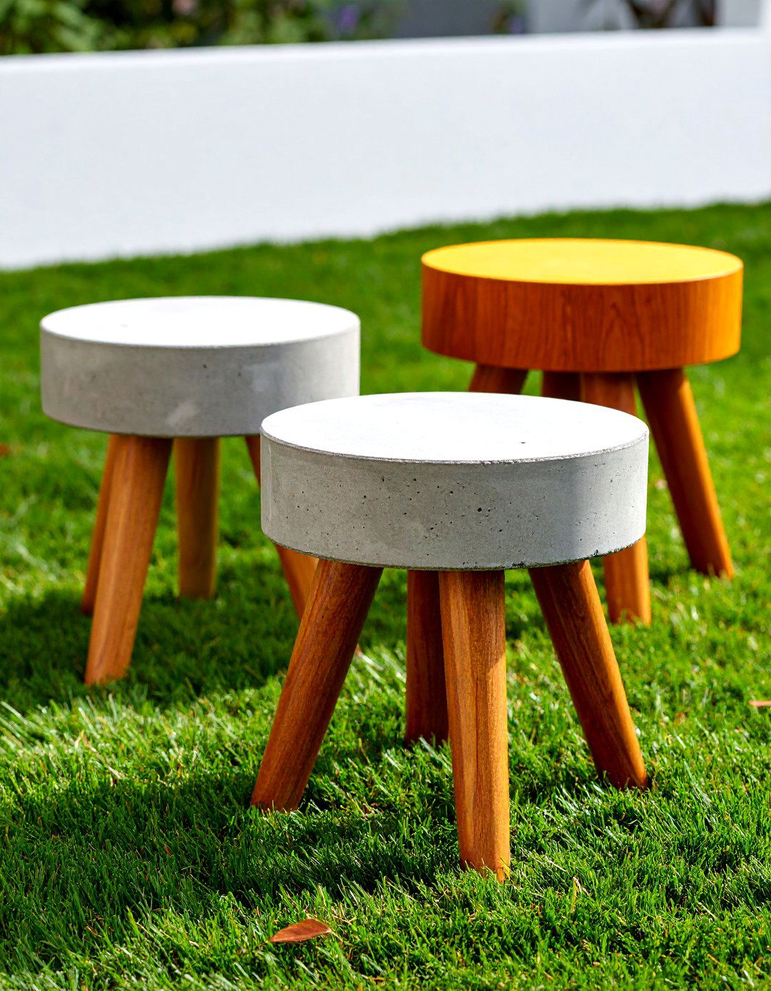 A DIY Concrete Stool Set - 30 backyard ideas on a budget