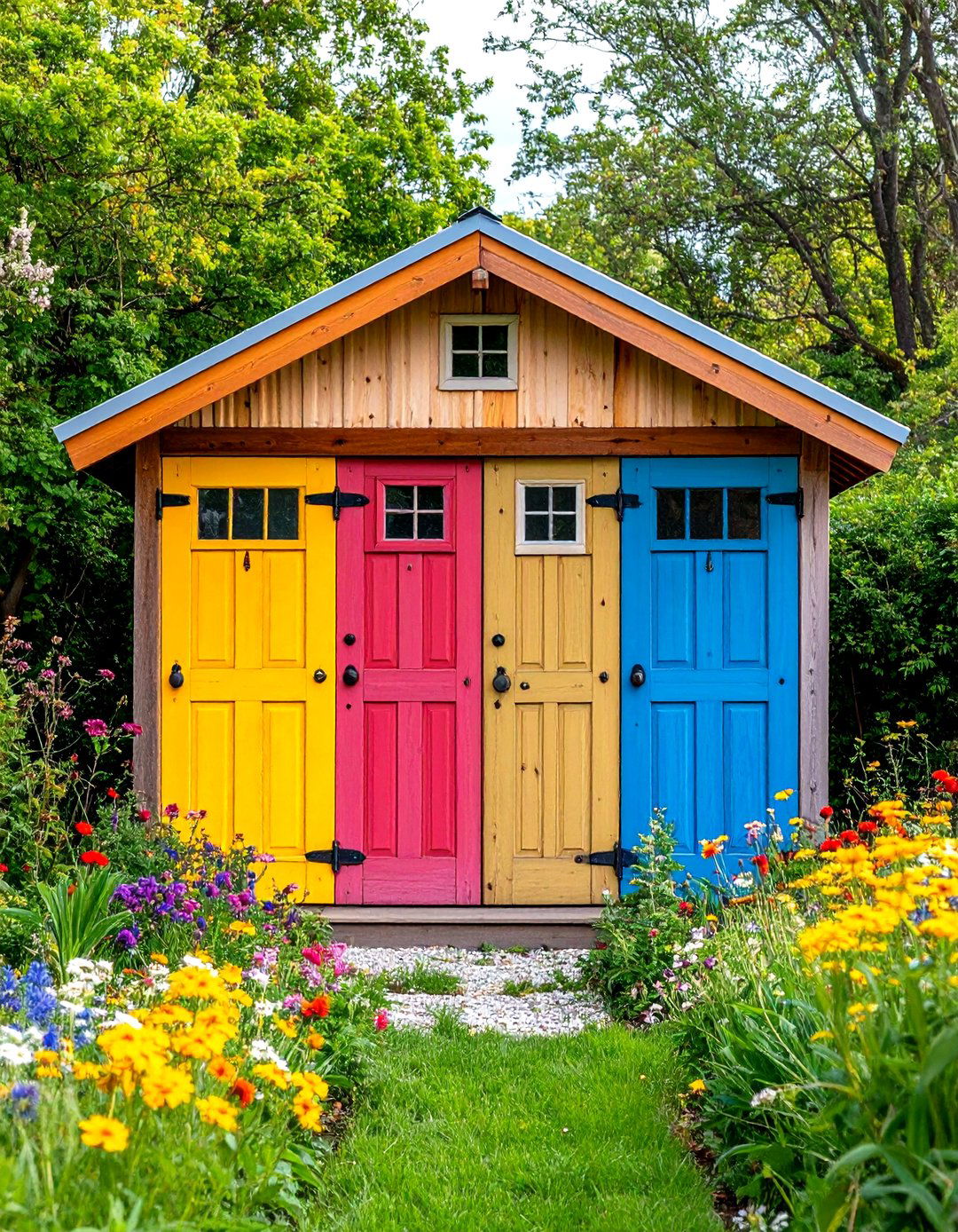 A DIY Garden Tool Shed from Old Doors - 30 garden tool storage ideas
